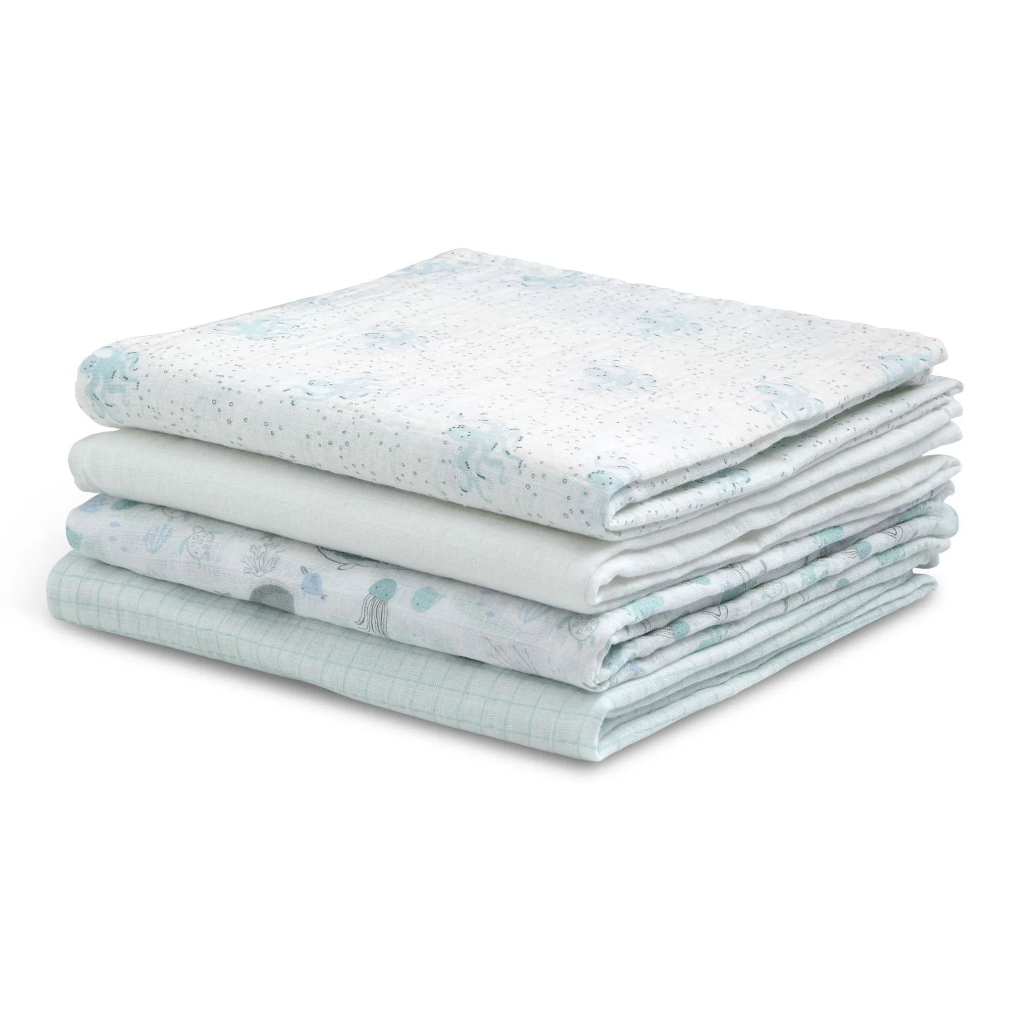 100% Cotton Muslin Baby Receiving Blankets - 4 Pack