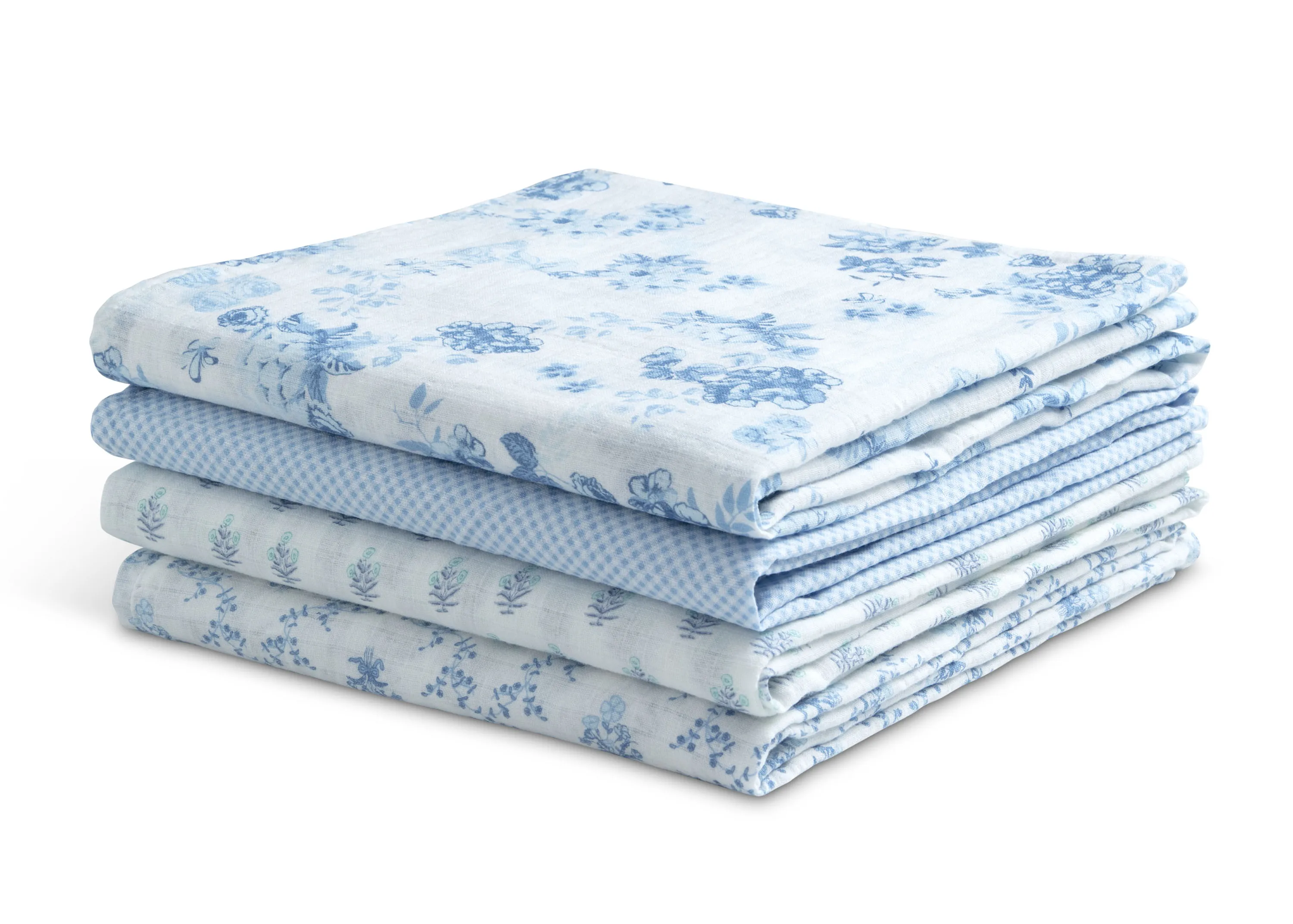 100% Cotton Muslin Baby Receiving Blankets - 4 Pack