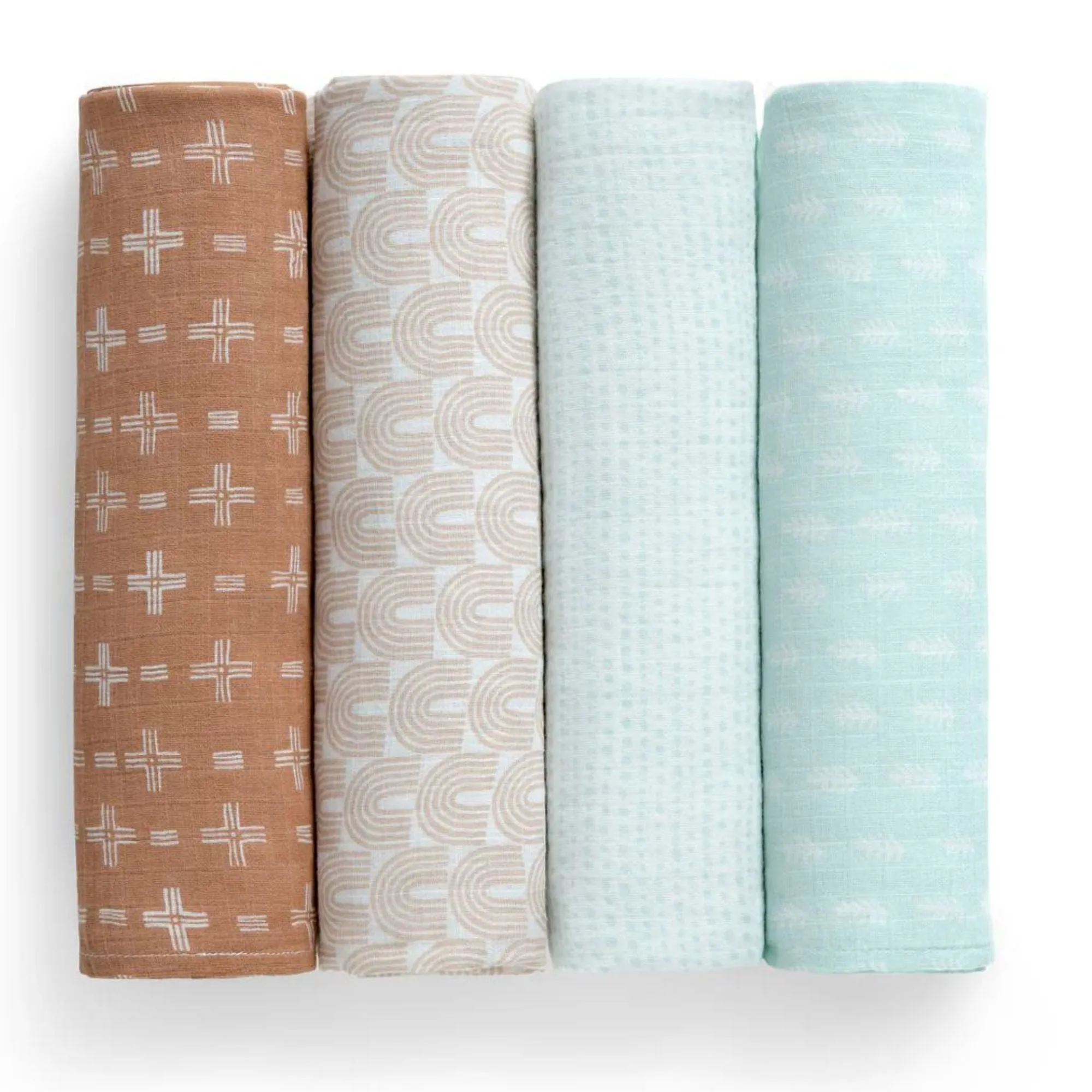 100% Cotton Muslin Baby Receiving Blankets - 4 Pack