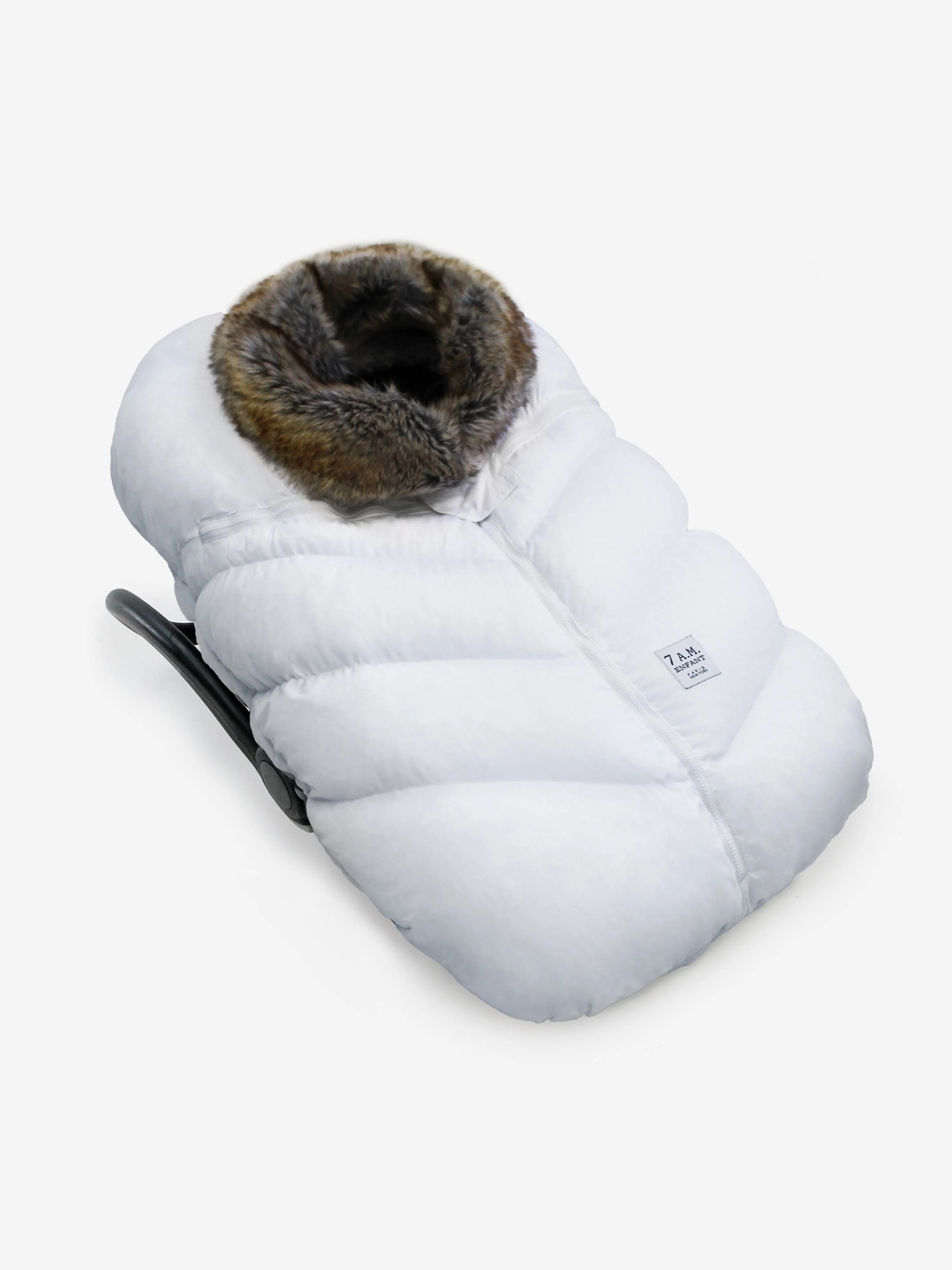 7AM Enfant Baby Car Seat Cocoon Faux Fur-Tundra in White