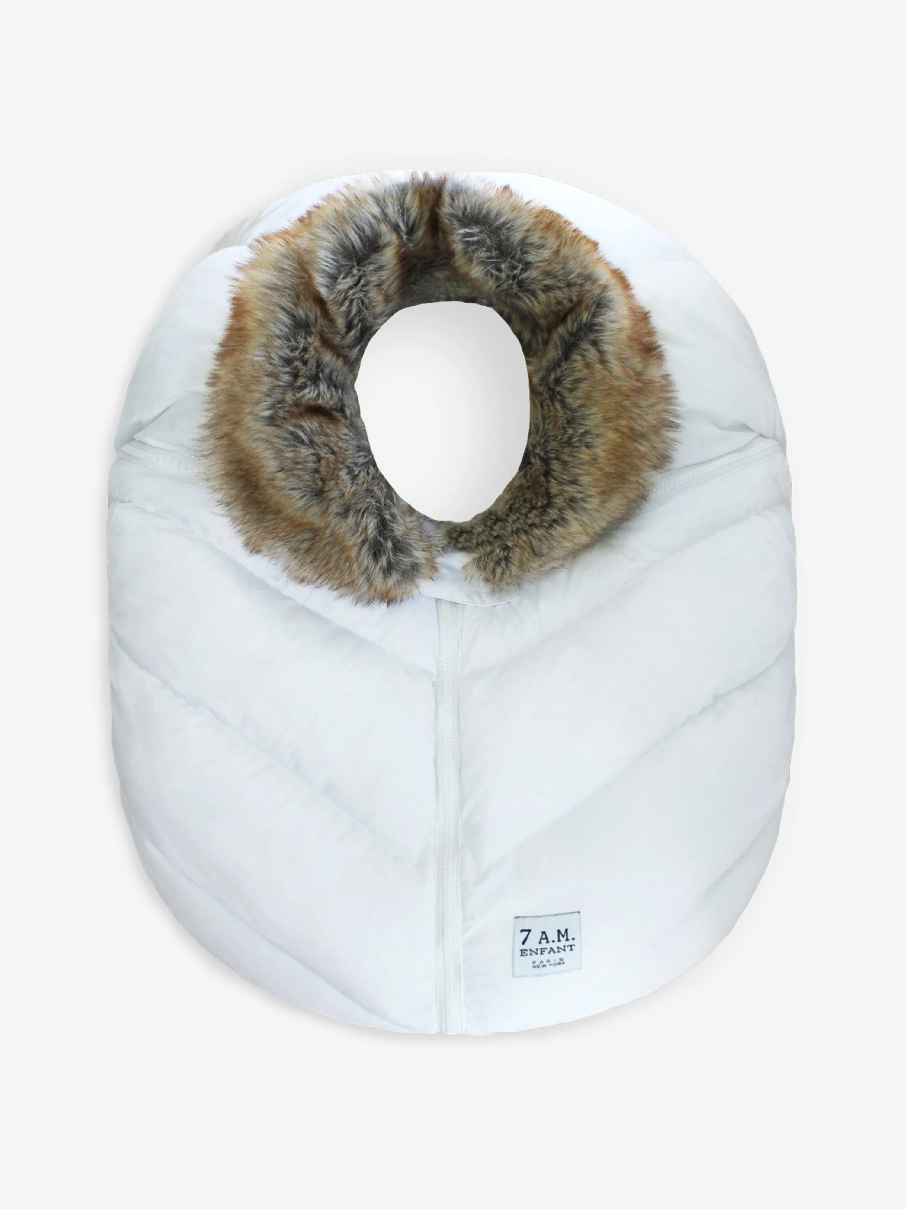 7AM Enfant Baby Car Seat Cocoon Faux Fur-Tundra in White