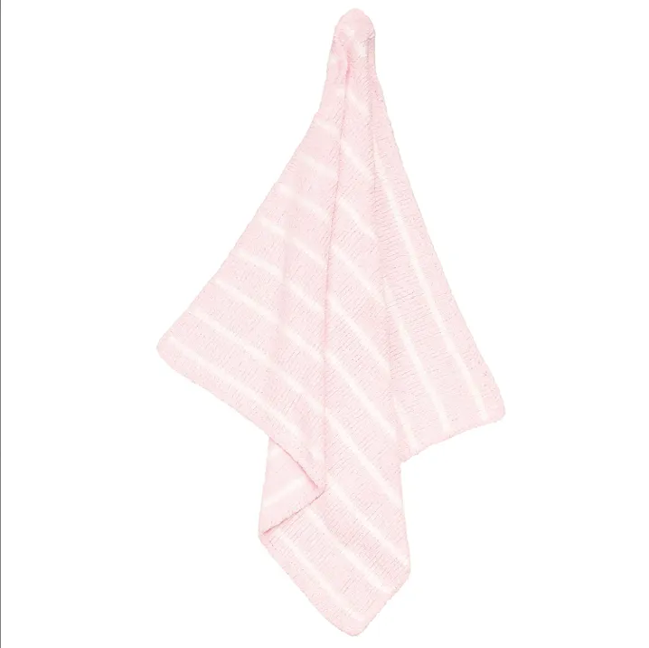 Angel Dear - Chenille Blanket - Pink Stripe