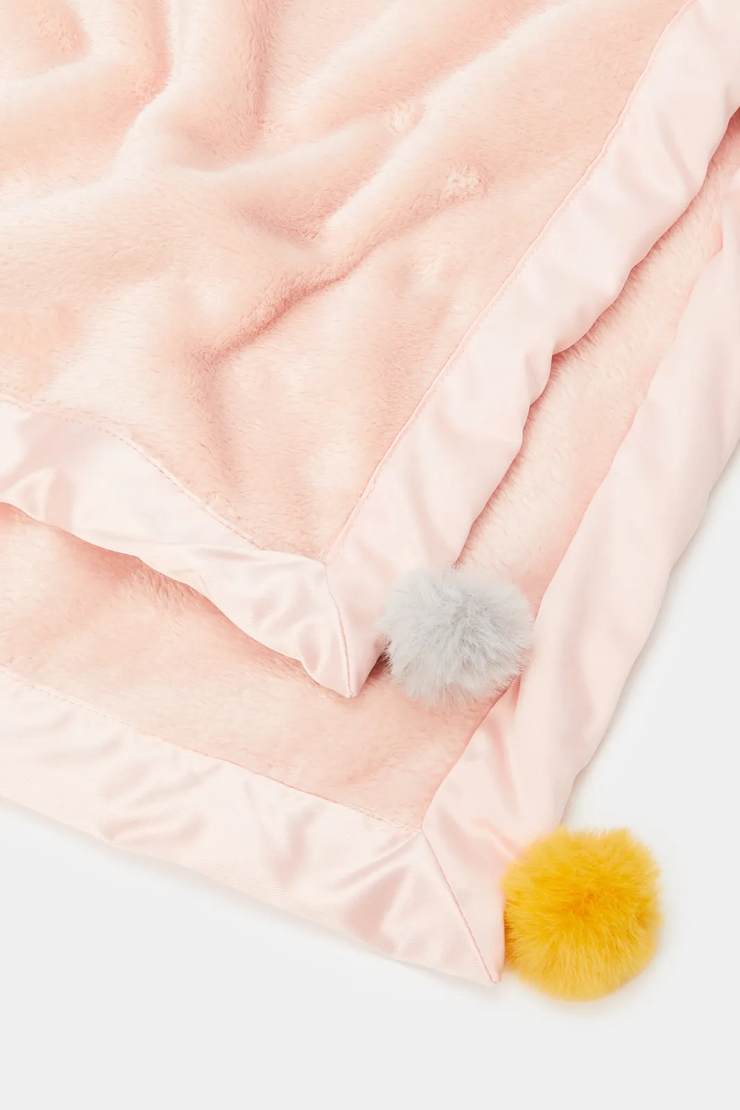 Babies Pink Blanket With Pom Pom (1 Piece)