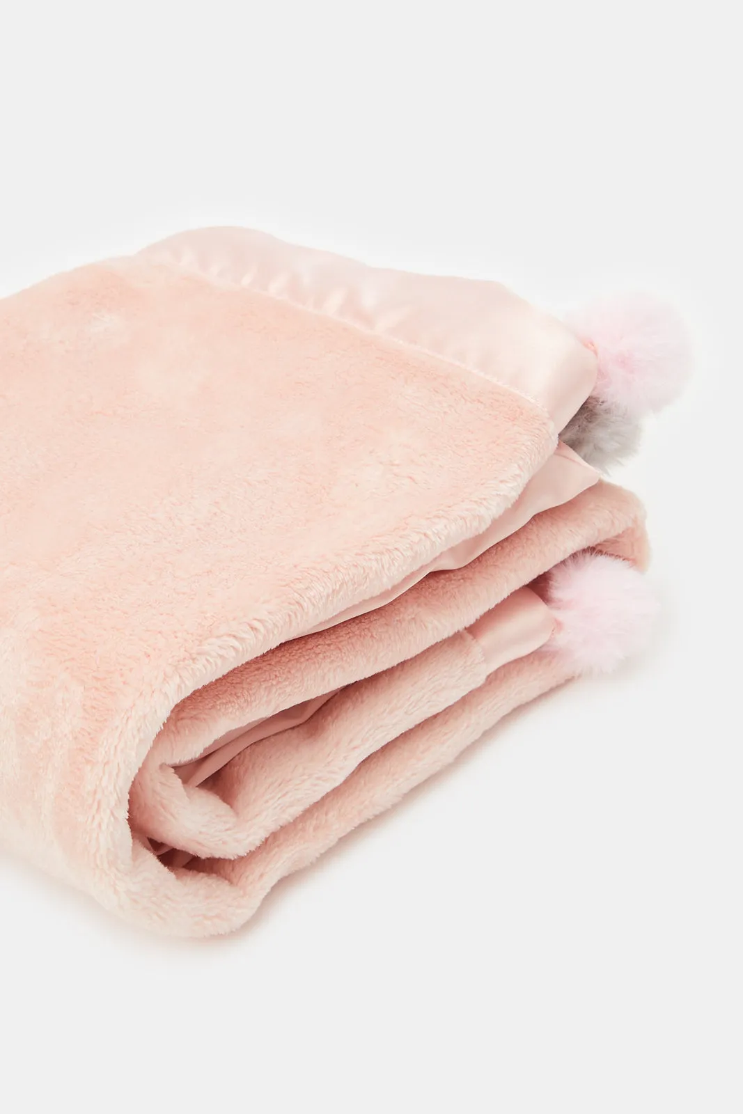 Babies Pink Blanket With Pom Pom (1 Piece)