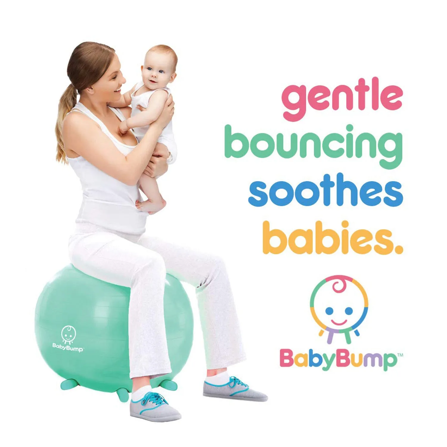 BABY BUMP™ Baby Bump Exercise Birth Ball No-Rolling Stability Baby Blue