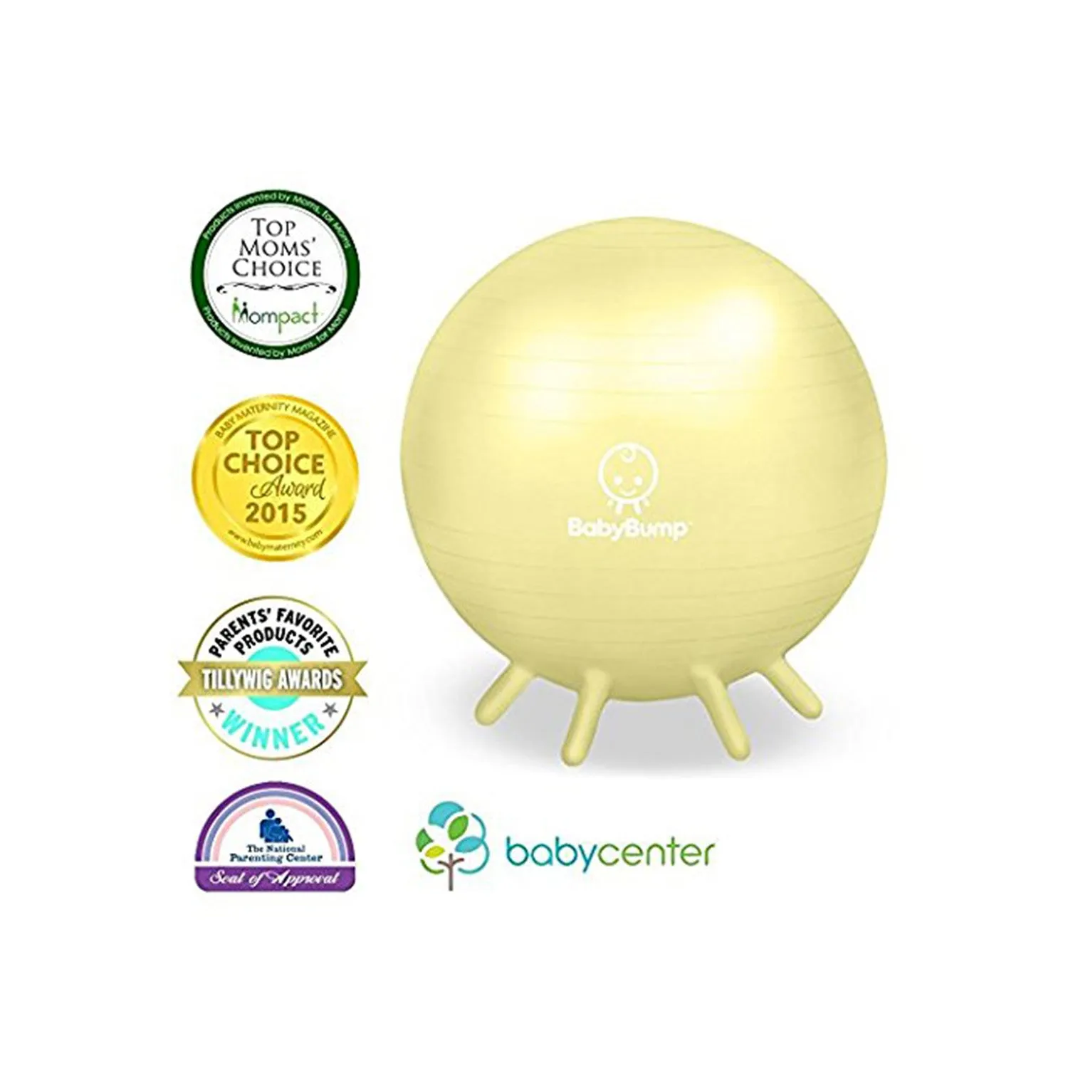 BABY BUMP™ Baby Bump Exercise Birth Ball No-Rolling Stability Baby Blue