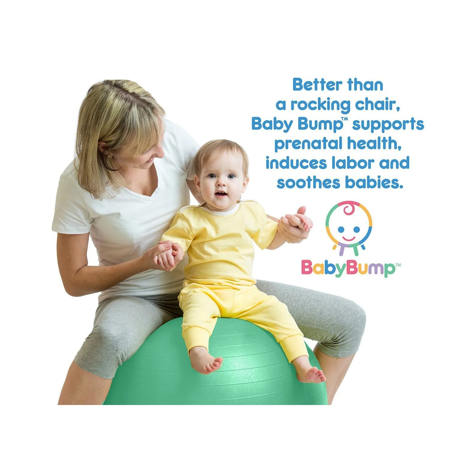 BABY BUMP™ Baby Bump Exercise Birth Ball No-Rolling Stability Baby Blue