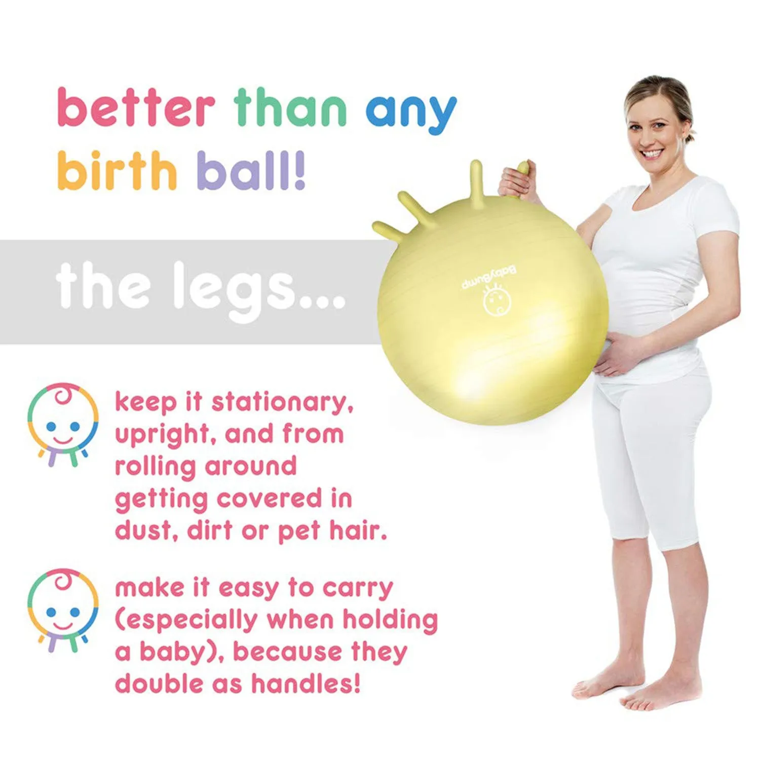 BABY BUMP™ Baby Bump Exercise Birth Ball No-Rolling Stability Baby Blue