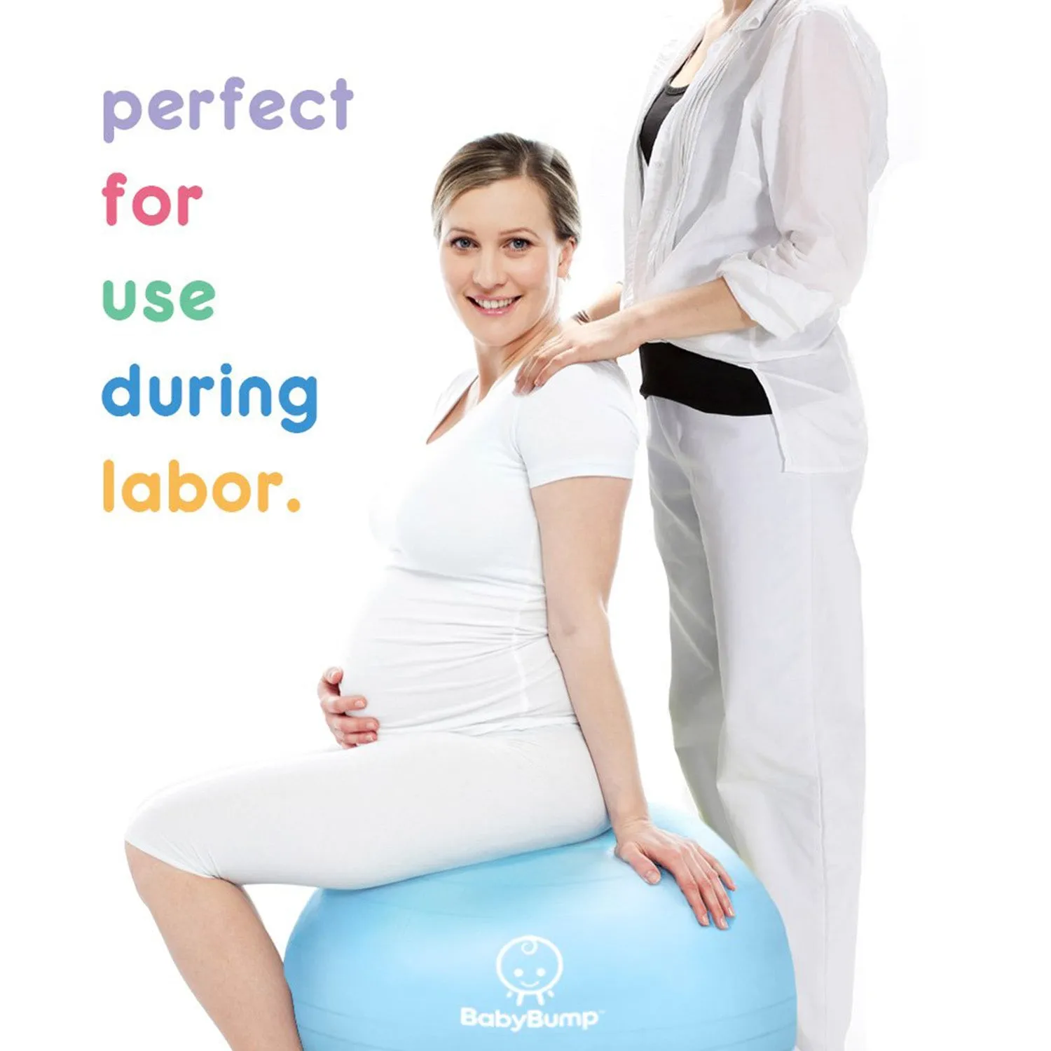 BABY BUMP™ Baby Bump Exercise Birth Ball No-Rolling Stability Baby Blue