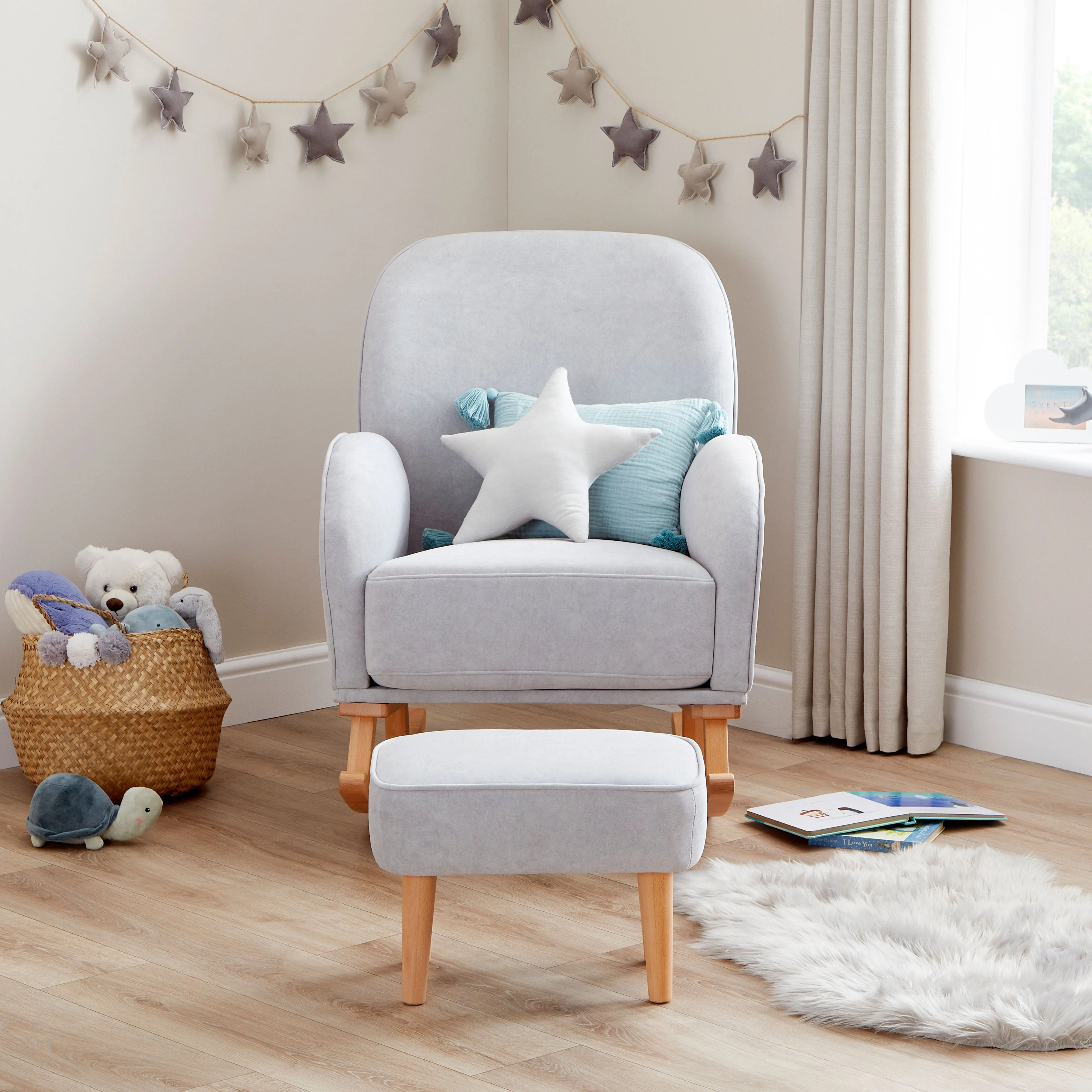 Babymore Freya Nursing Chair with Stool - Grey