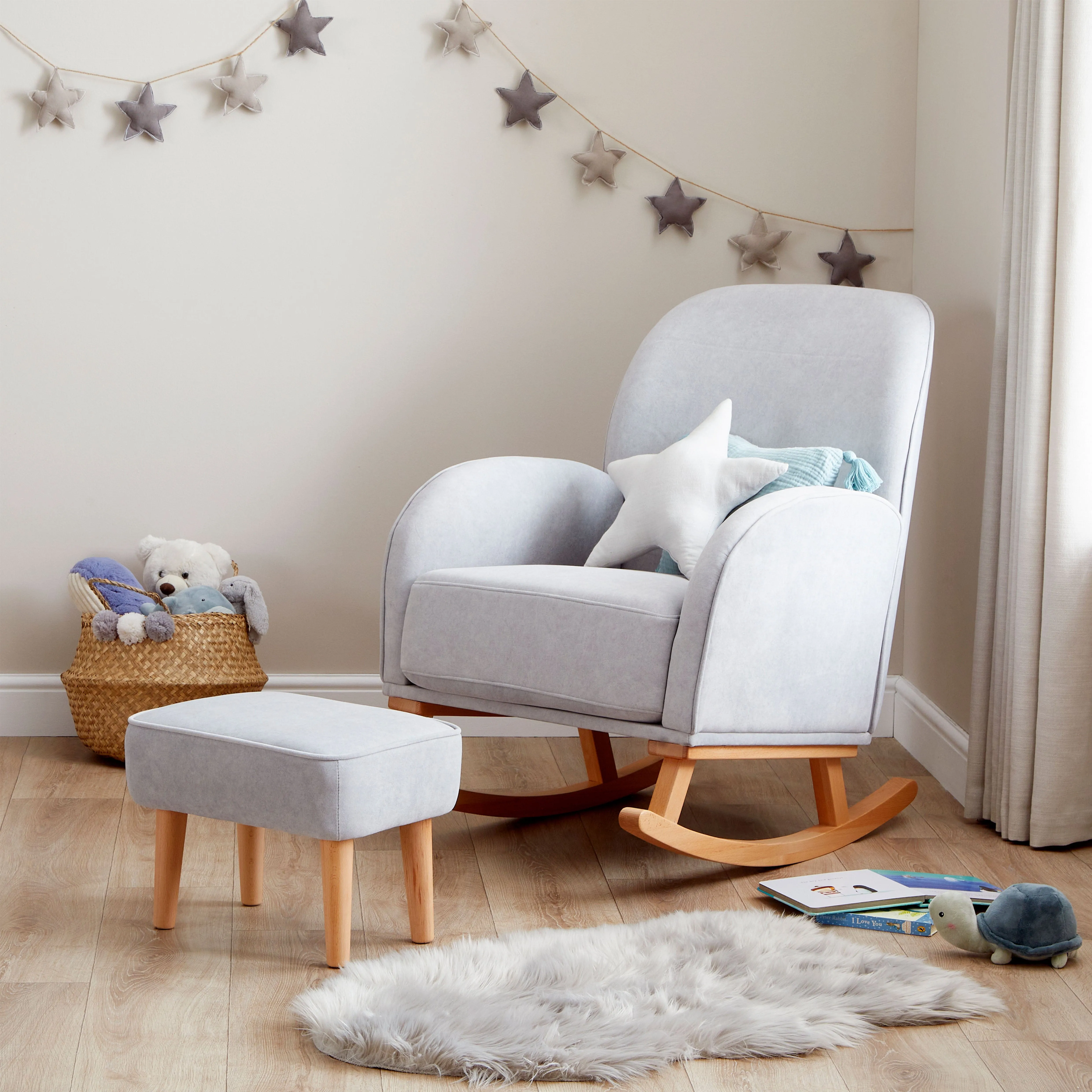 Babymore Freya Nursing Chair with Stool - Grey