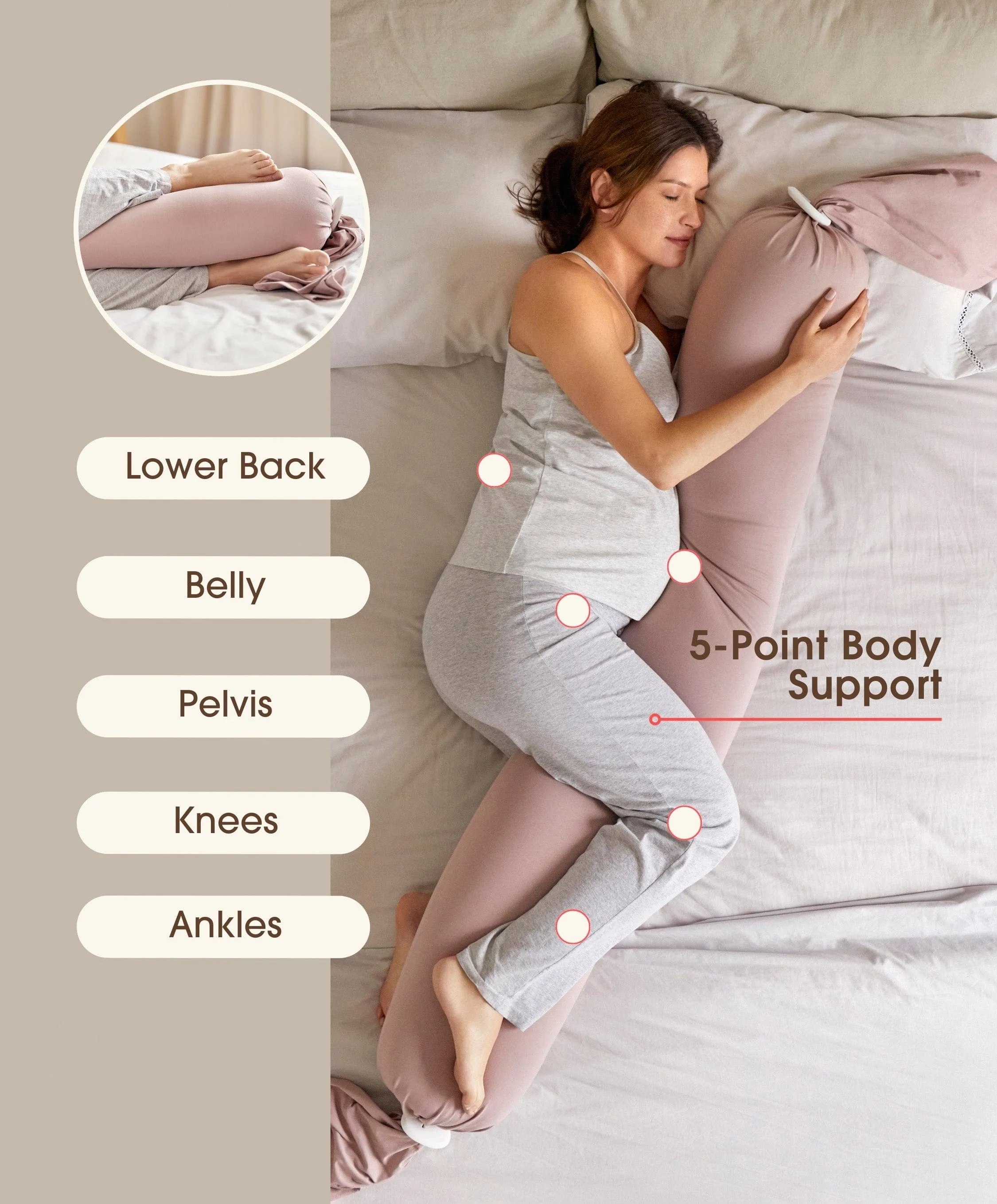 bbhugme&trade; Pregnancy Pillow Kit - Dusty Pink