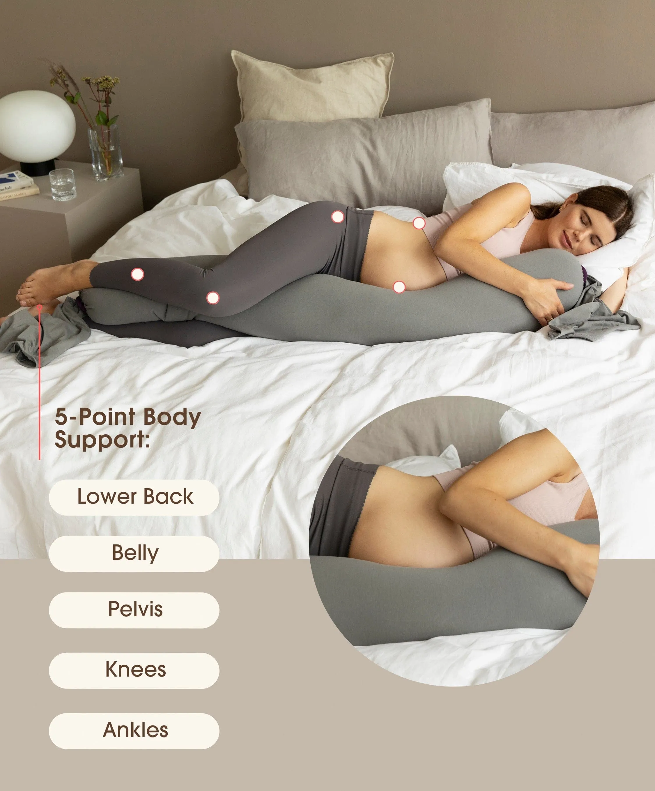 bbhugme&trade; Pregnancy Pillow Kit - Stone