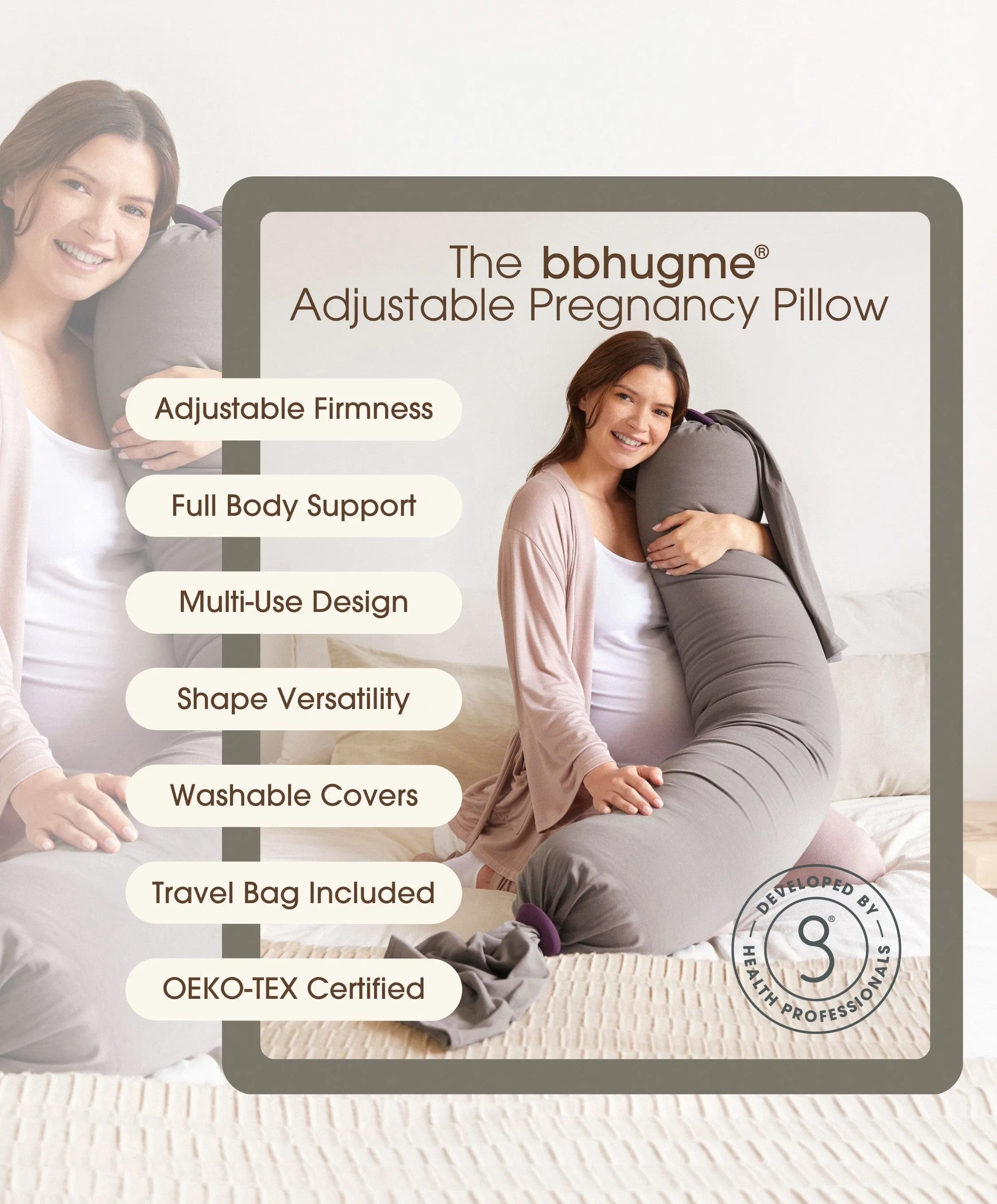 bbhugme&trade; Pregnancy Pillow Kit - Stone