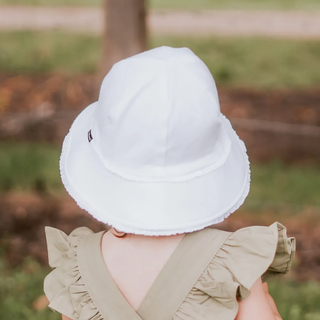 Bedhead Toddler Bucket Hat- Ruffle Trim - White