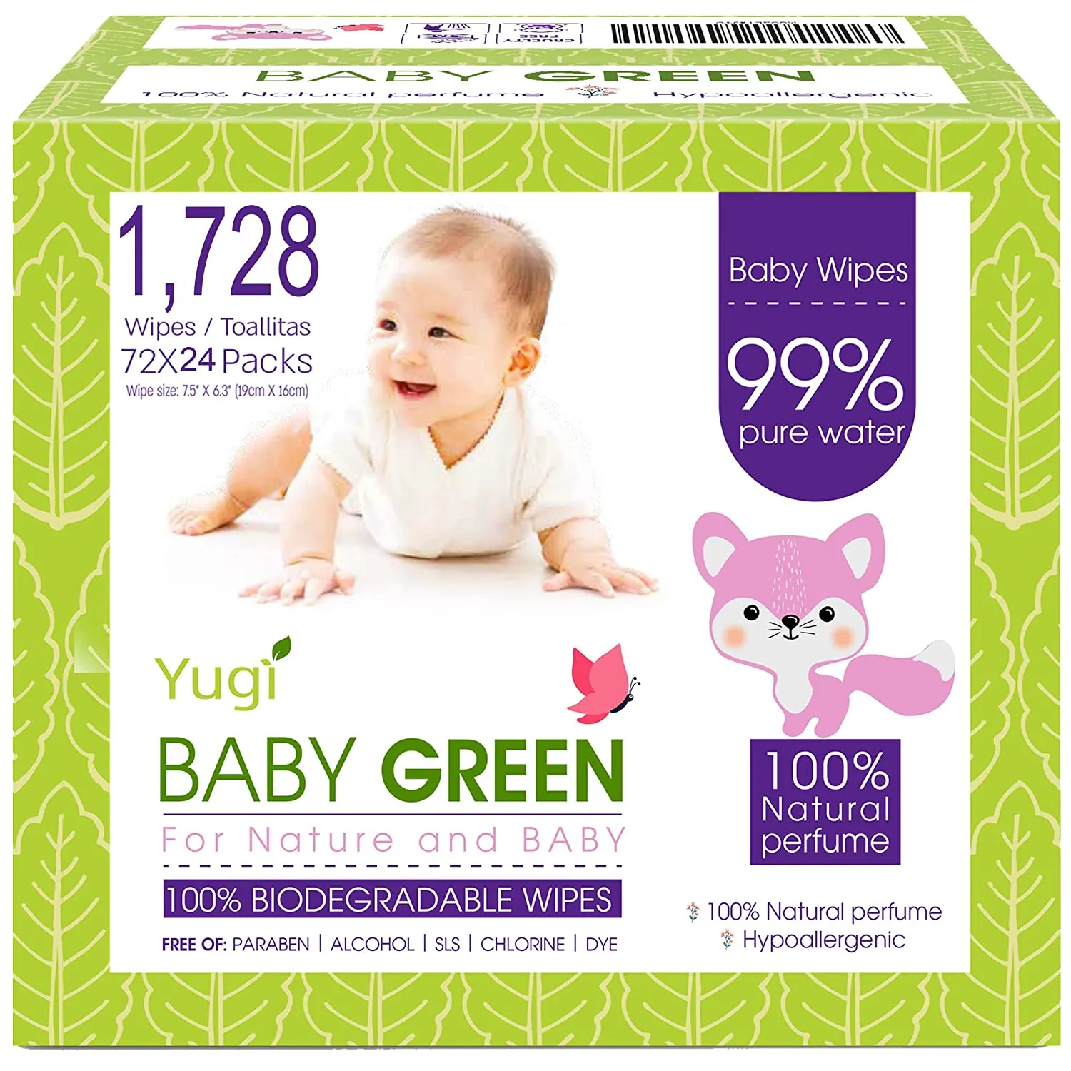 Biodegradable Baby Wipes, Natural Essential Oils, Compostable Wet Wipes for Babies & Adults with Sensitive Skin