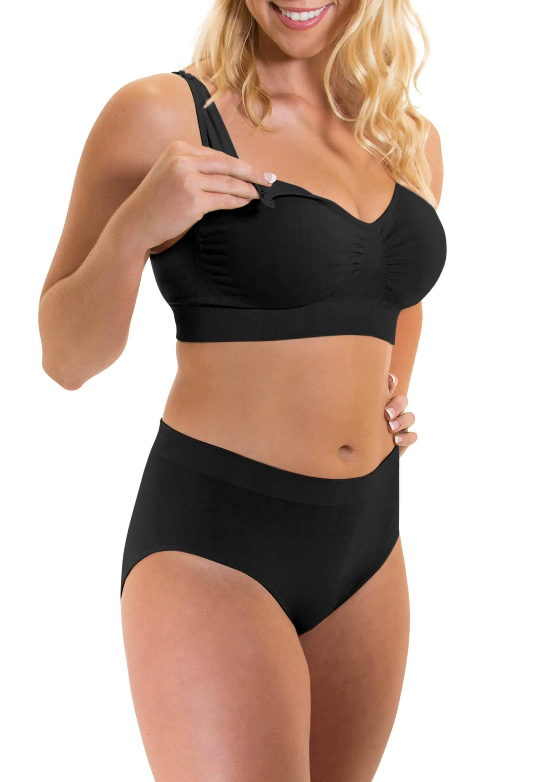 Black Bamboo Nursing Bra   High Cut Undies Set