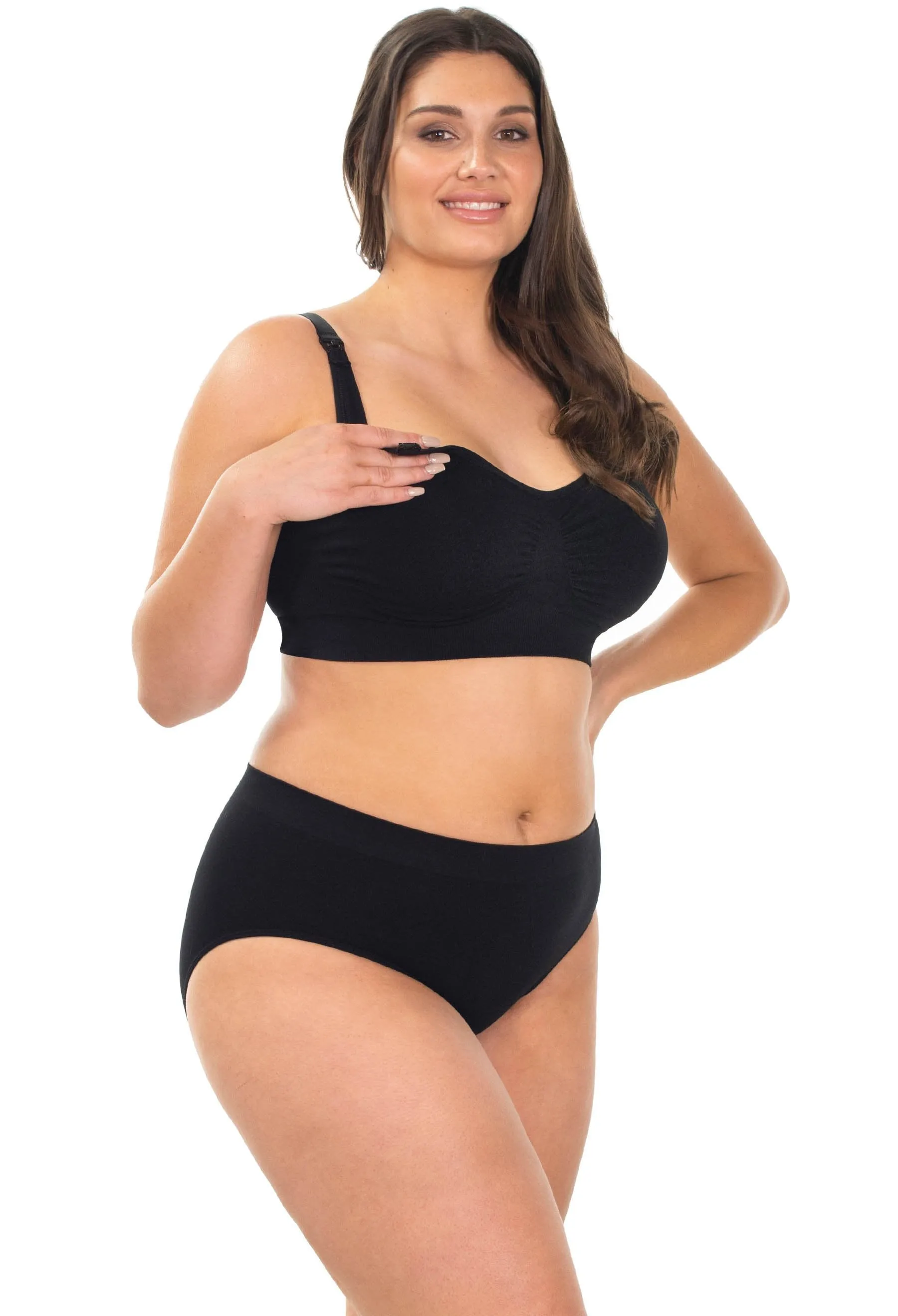 Black Bamboo Nursing Bra   High Cut Undies Set