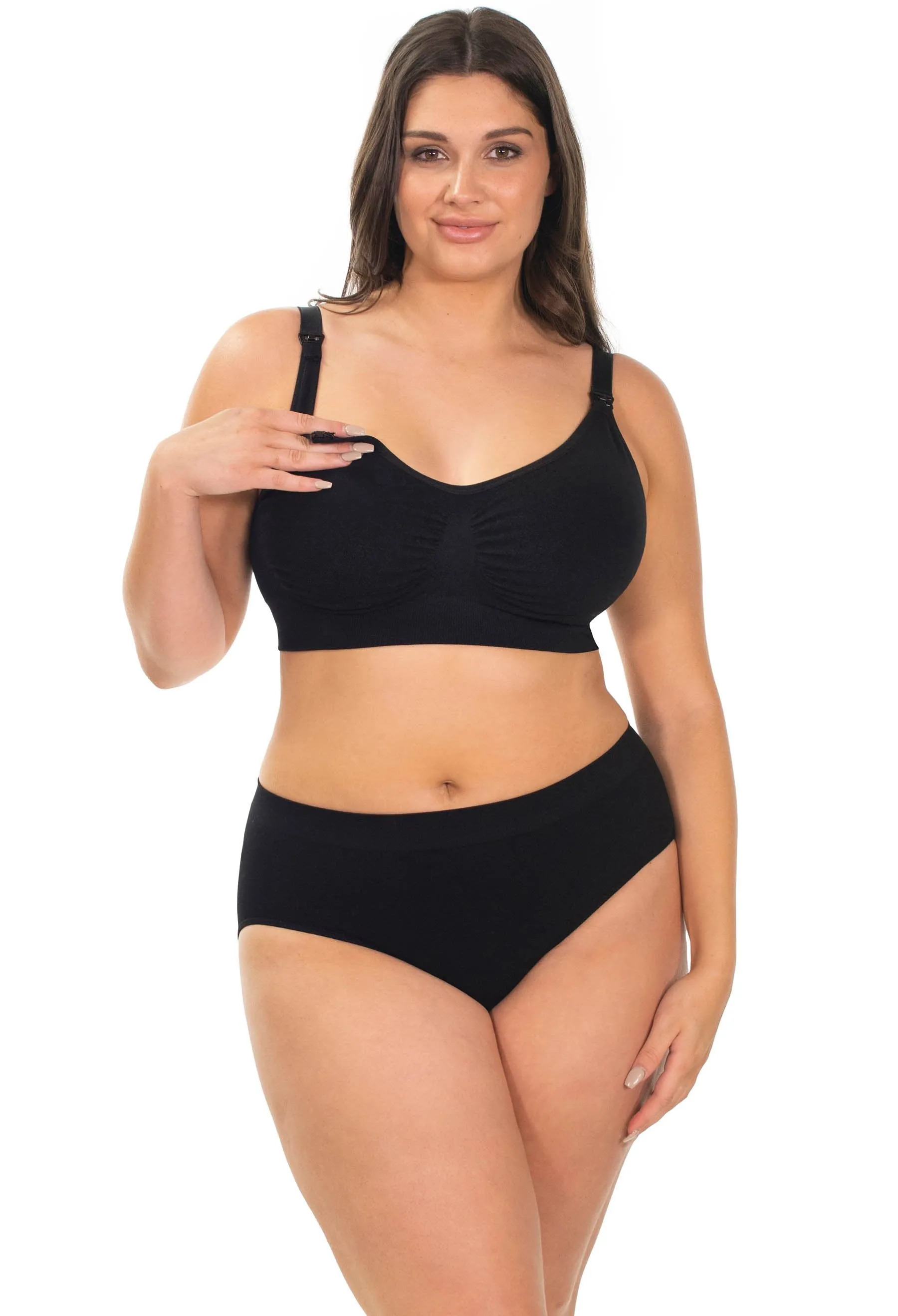 Black Bamboo Nursing Bra   High Cut Undies Set