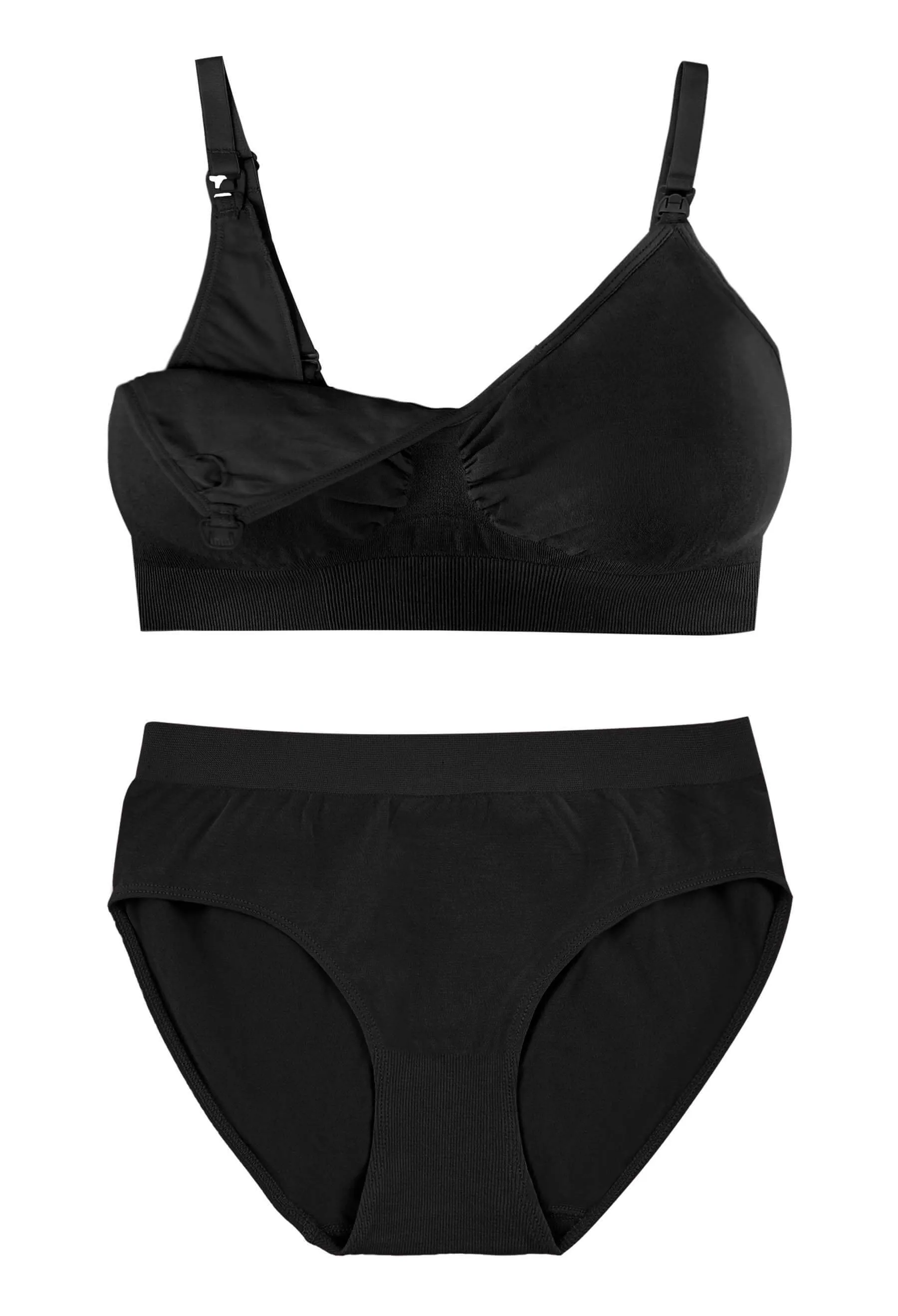 Black Bamboo Nursing Bra   High Cut Undies Set