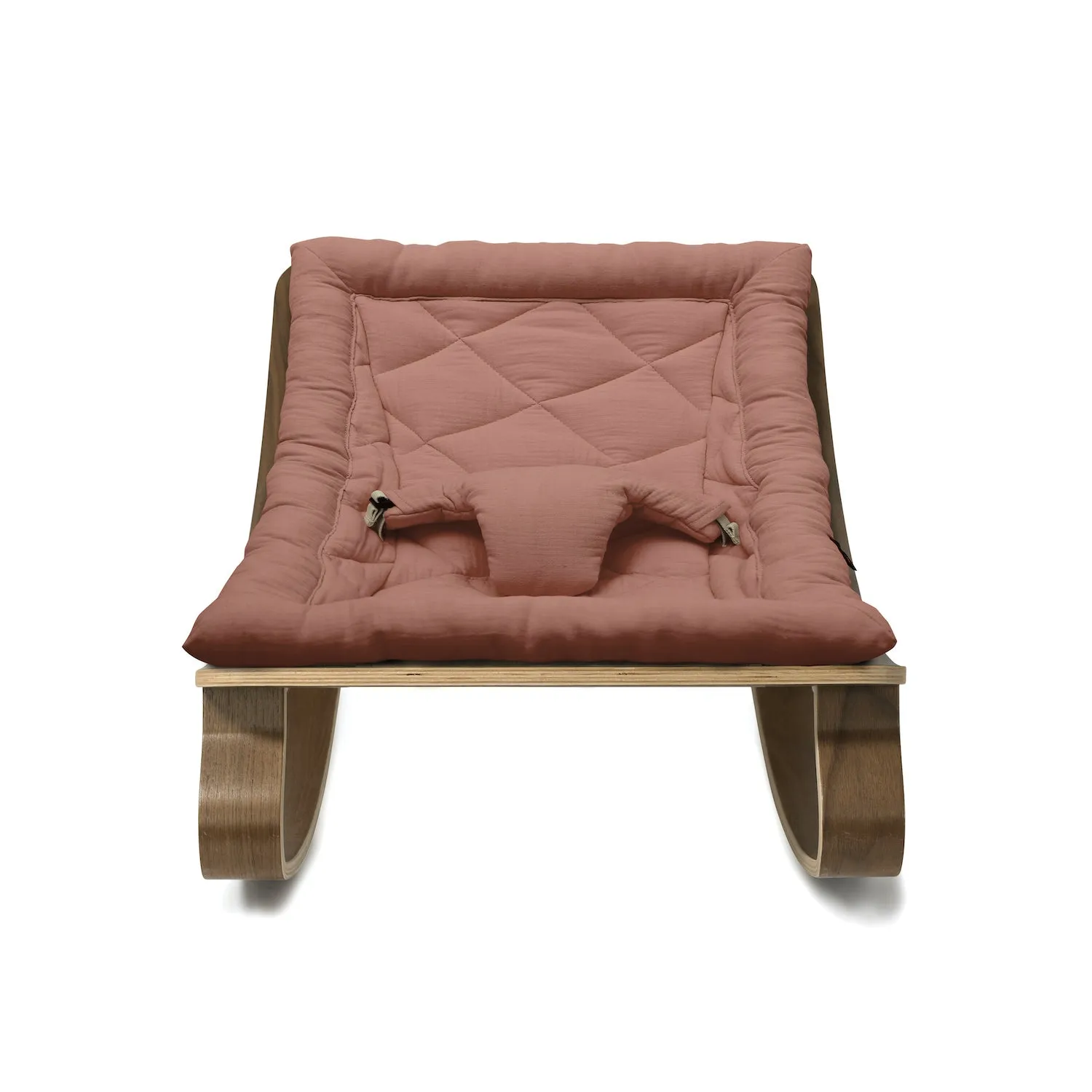 Charlie Crane LEVO Baby Rocker - Walnut with Bois de Rose Cushion