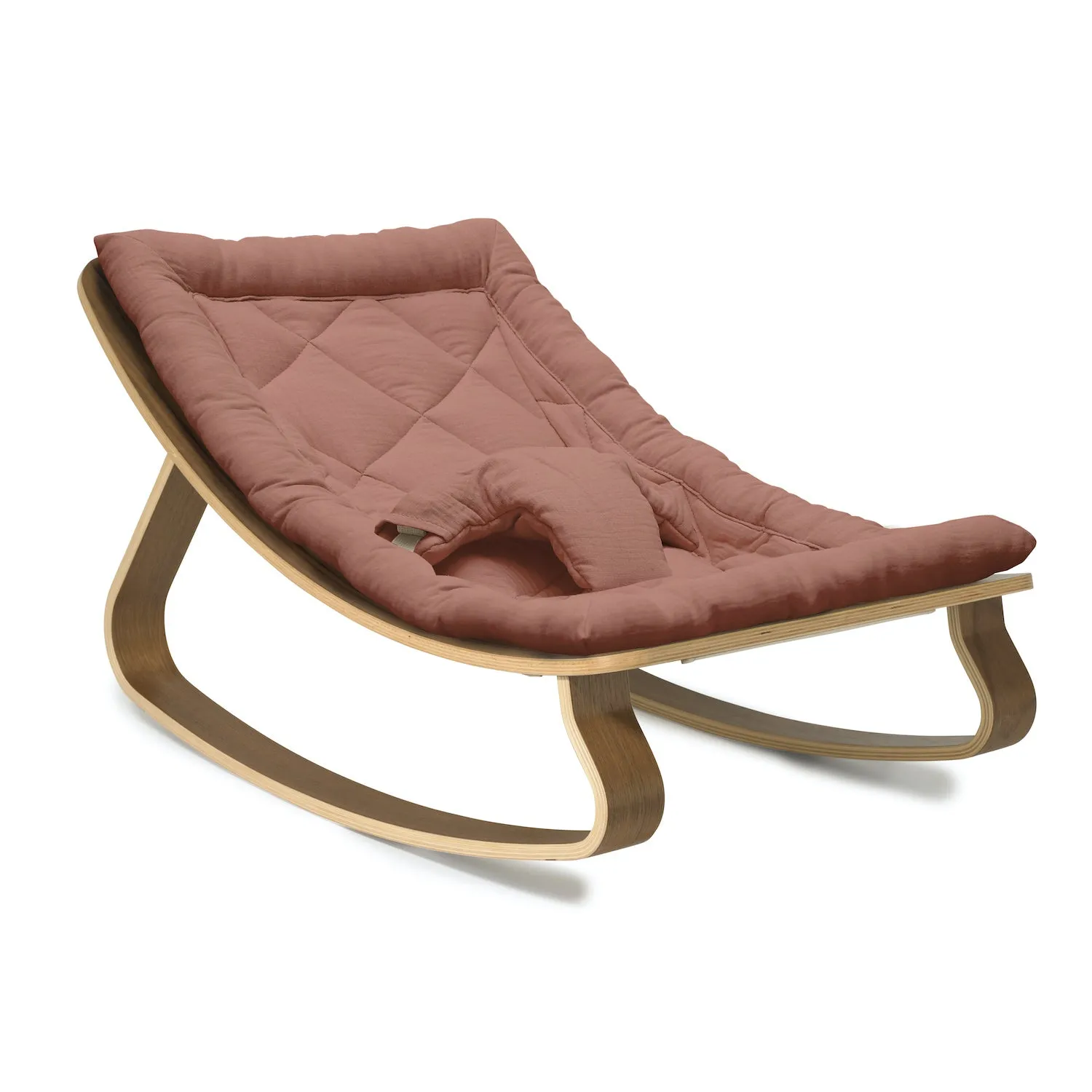 Charlie Crane LEVO Baby Rocker - Walnut with Bois de Rose Cushion