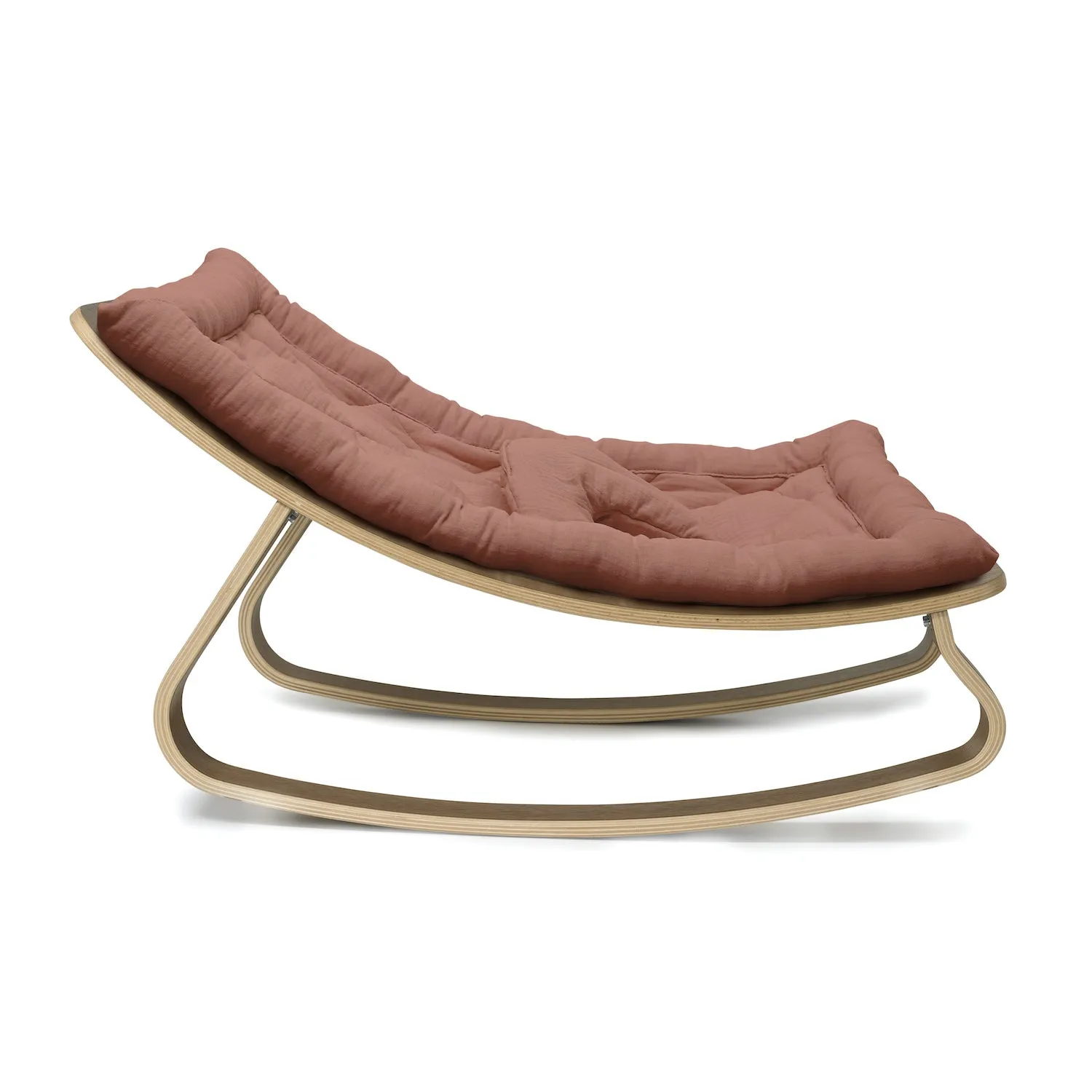 Charlie Crane LEVO Baby Rocker - Walnut with Bois de Rose Cushion