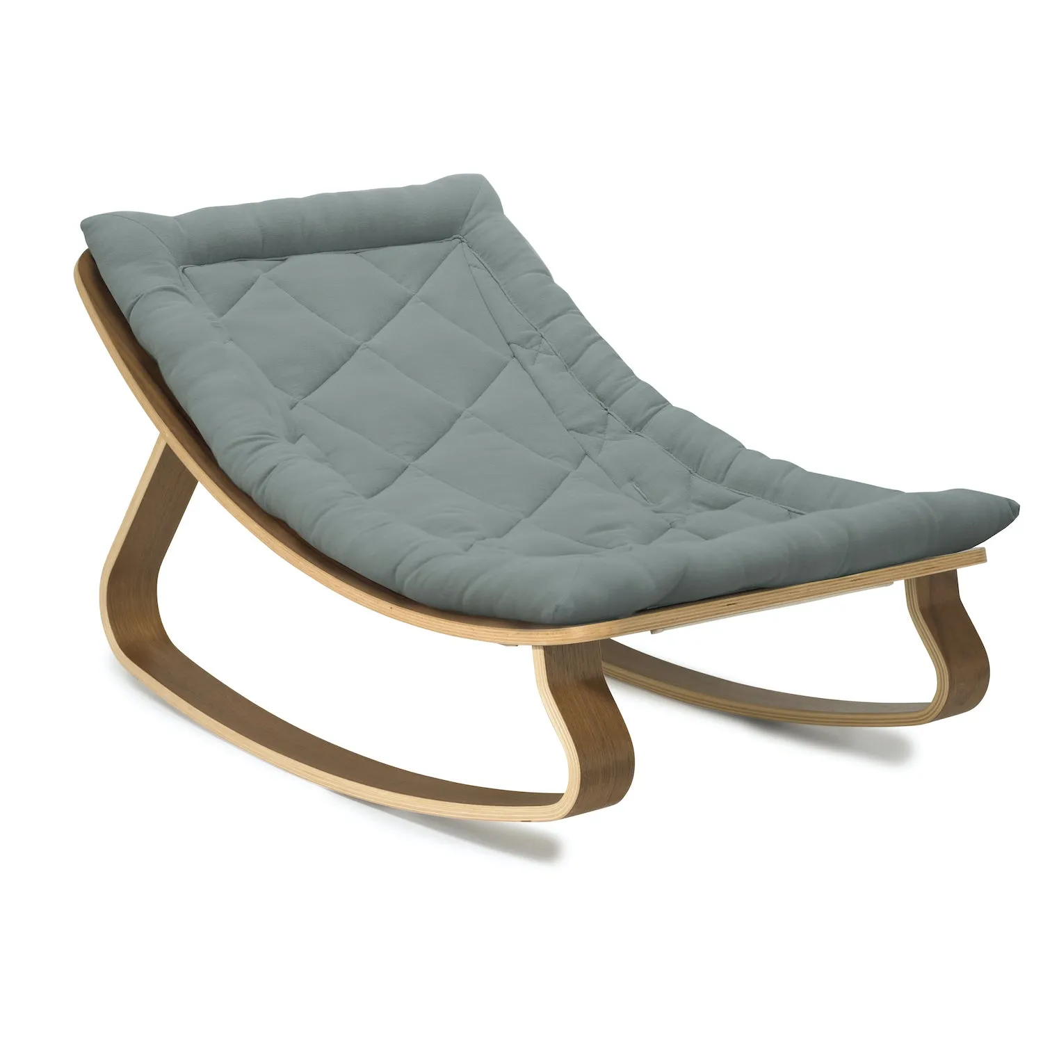 Charlie Crane LEVO Baby Rocker - Walnut with Orage Cushion