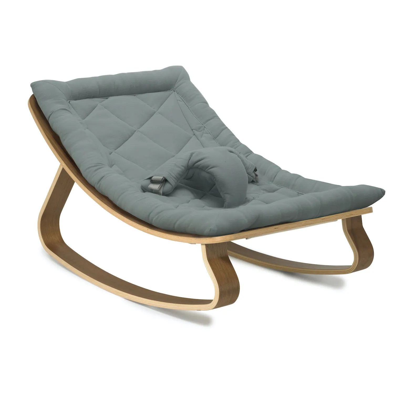 Charlie Crane LEVO Baby Rocker - Walnut with Orage Cushion