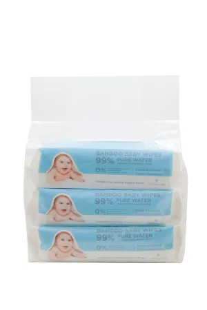 Cloversoft Unbleached Bamboo Pure Water Organic Baby Wipes 3 X 70 Sheets