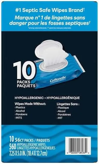 Cottonelle Flushable Wipes Pack Of 10 (560 Wipes)