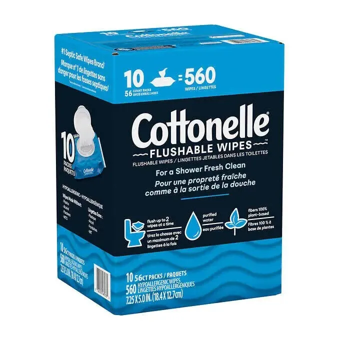 Cottonelle Flushable Wipes Pack Of 10 (560 Wipes)