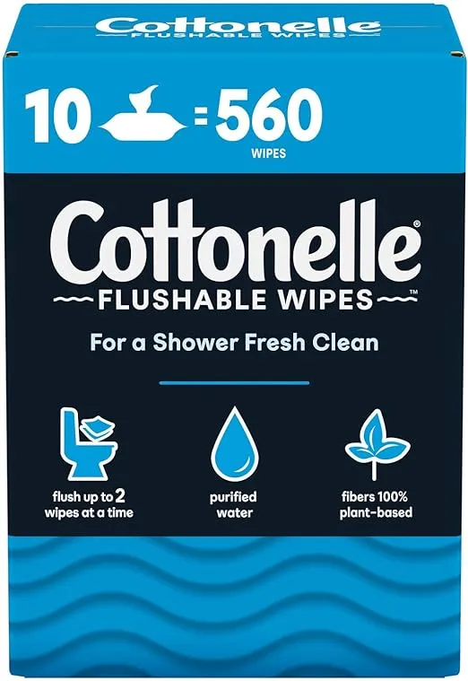 Cottonelle Flushable Wipes Pack Of 10 (560 Wipes)