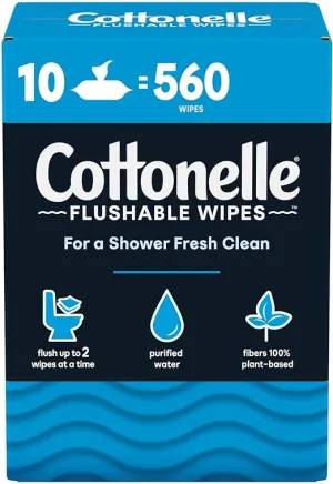 Cottonelle Flushable Wipes Pack Of 10 (560 Wipes)