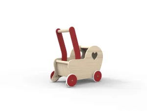 Dolls Stroller pram - Heart Natural Wood