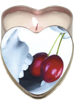 Earthly Body Hemp Seed Heart-Shaped Edible Massage Candle Cherry