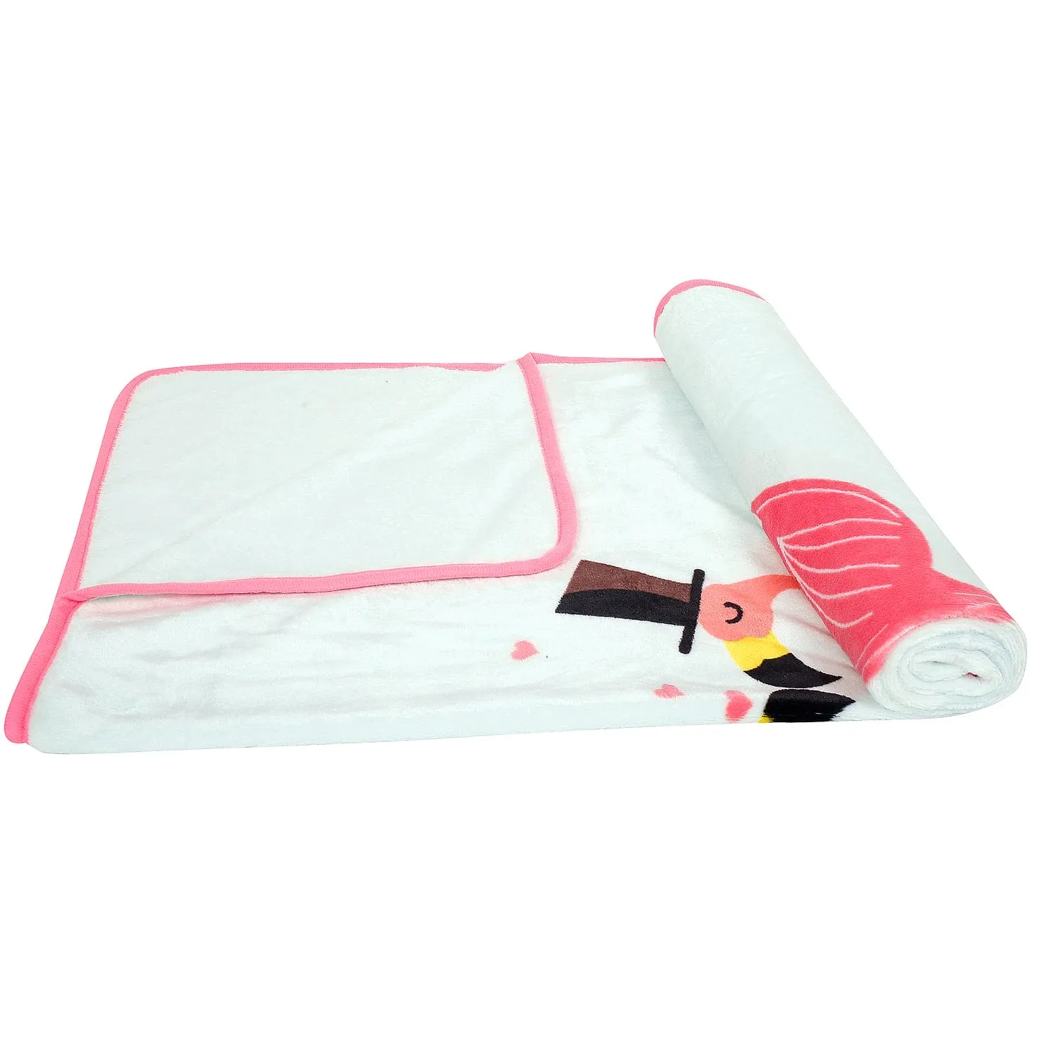 Flamingoes in Love White One Ply Blanket