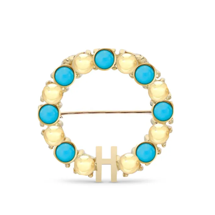 Gold and Turquoise Initial Baby Pin