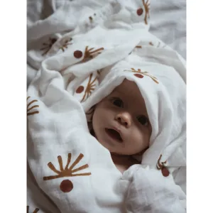 Hand printed Organic Cotton Muslin Swaddle / Shadow