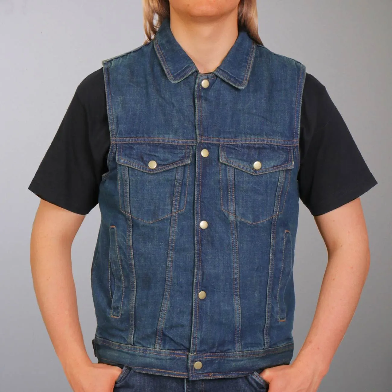 Hot Leathers VSM6001 Men's Blue Denim Vest