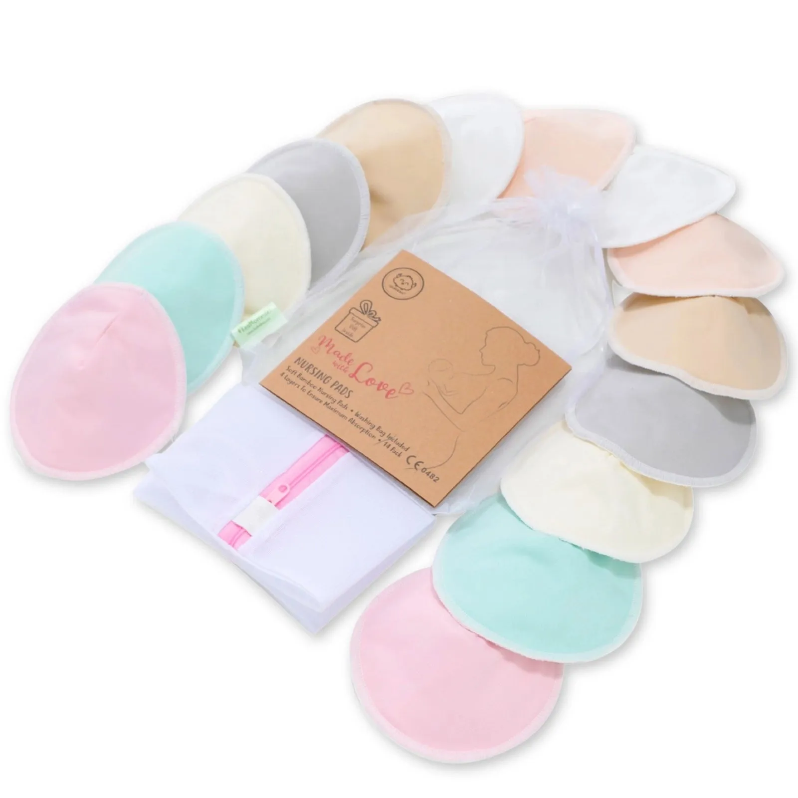 KeaBabies Comfy Organic Nursing Pads (Pastel, Large 4.8")