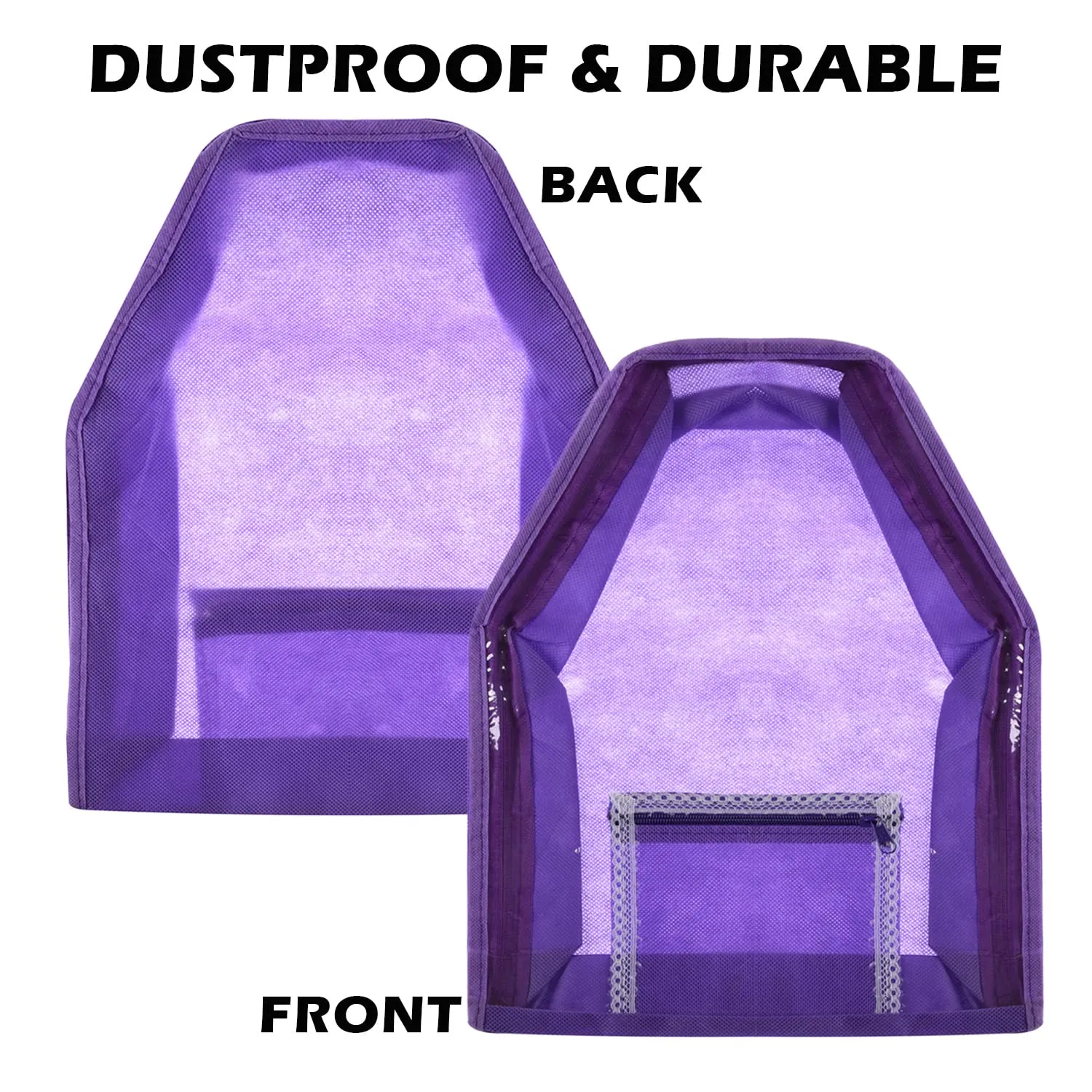 Kuber Industries Blouse Cover | Non Woven Foldable Wardrobe Organizer For Woman | Cloth Organizer Top Transparent & One Small Pocket | Pack of 3 | Purple