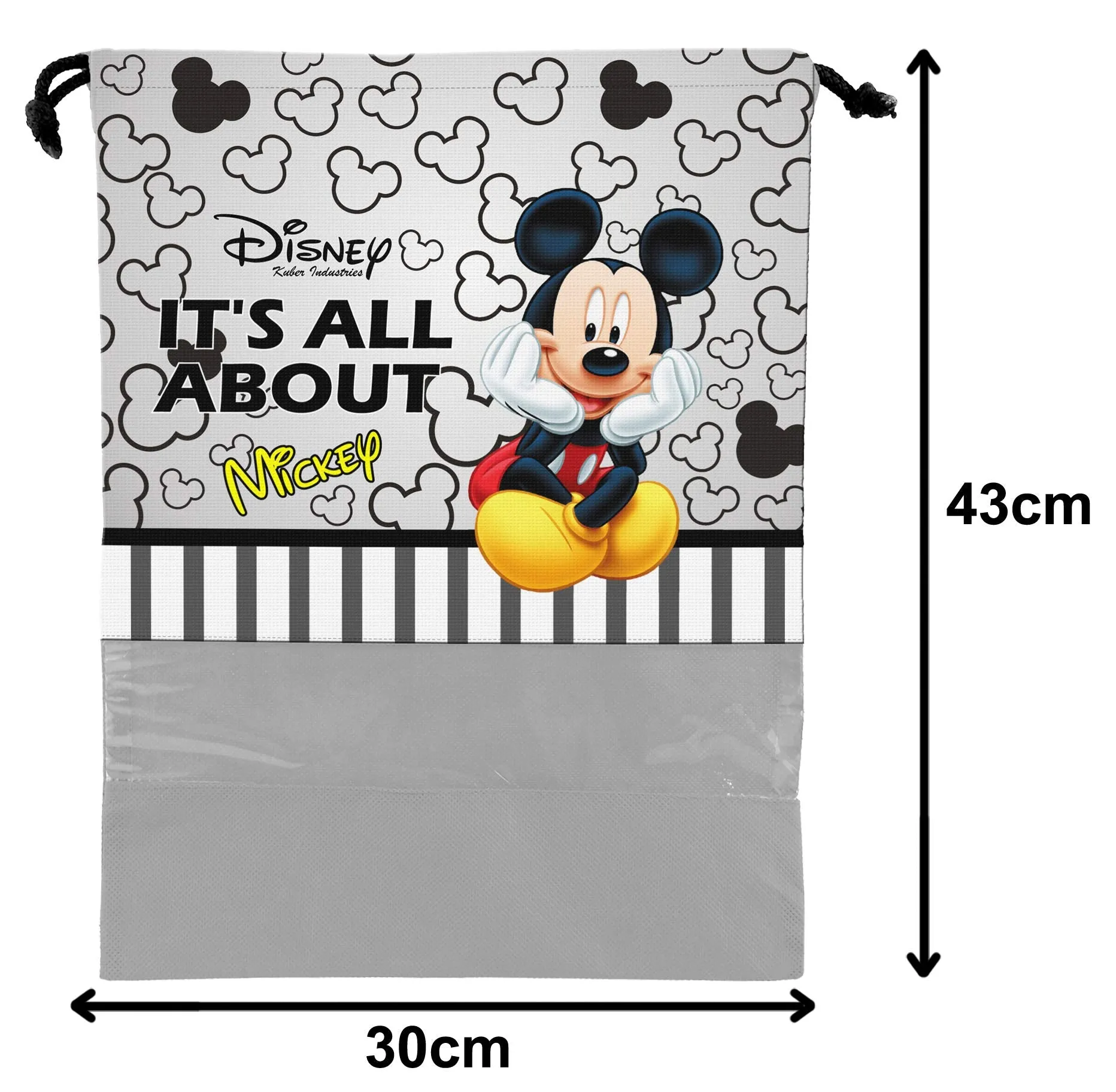 Kuber Industries Disney Print 12 Piece Non Woven Travel Shoe Cover, String Bag Organizer (Black & Grey) -HS_35_KUBMARTS18049