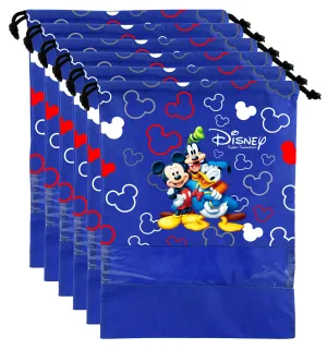 Kuber Industries Disney Team Mickey Print 6 Piece Non Woven Travel Shoe Cover, String Bag Organizer (Royal Blue) -HS_35_KUBMARTS17979