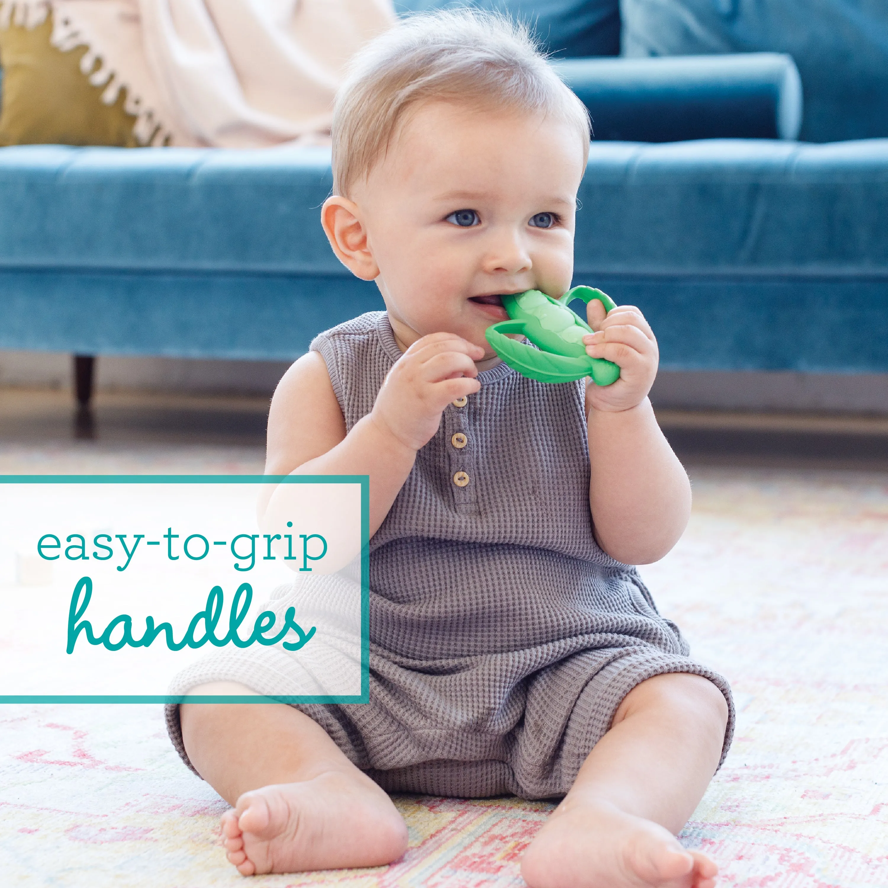 Lil' Nibbles Textured Silicone Teether - Peas