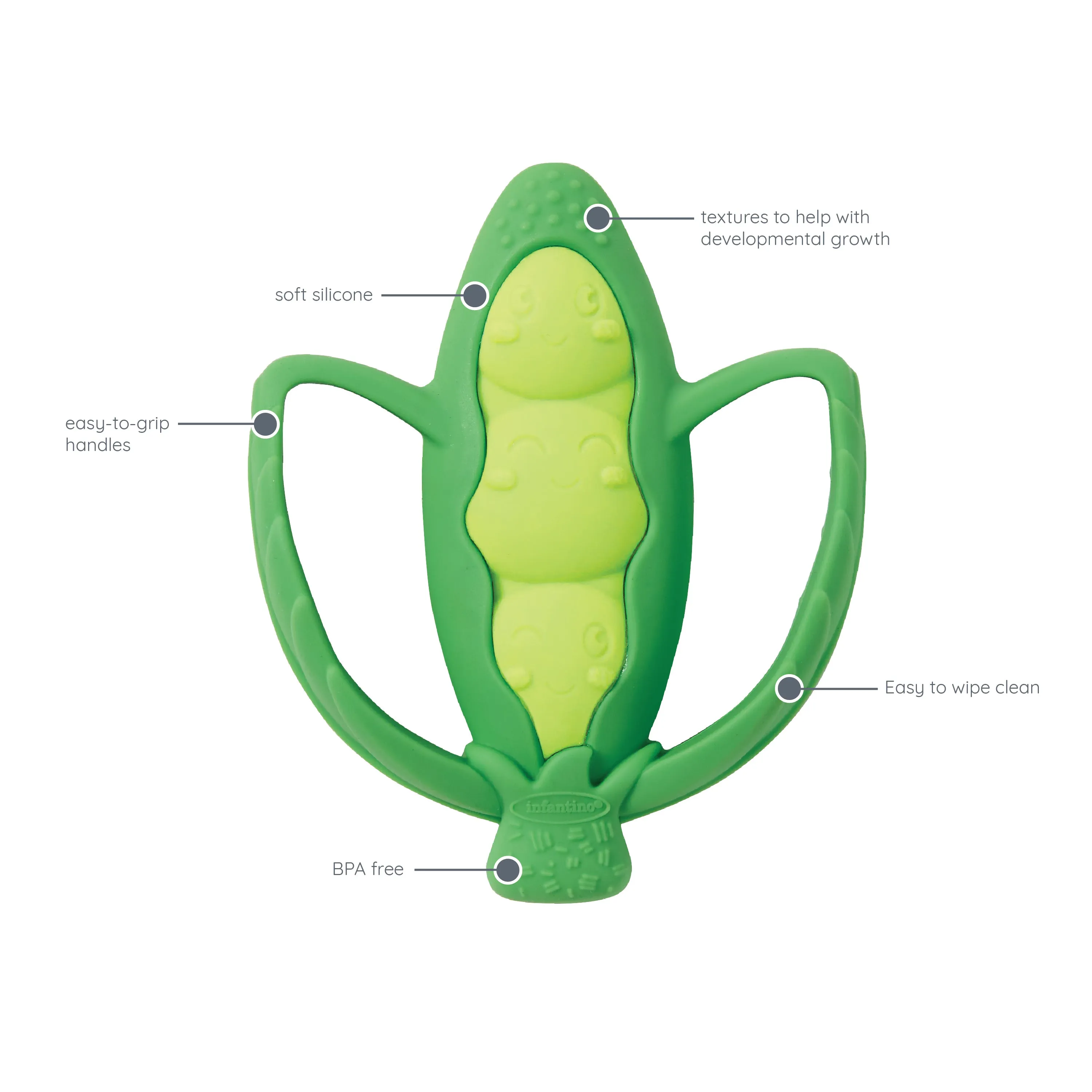 Lil' Nibbles Textured Silicone Teether - Peas