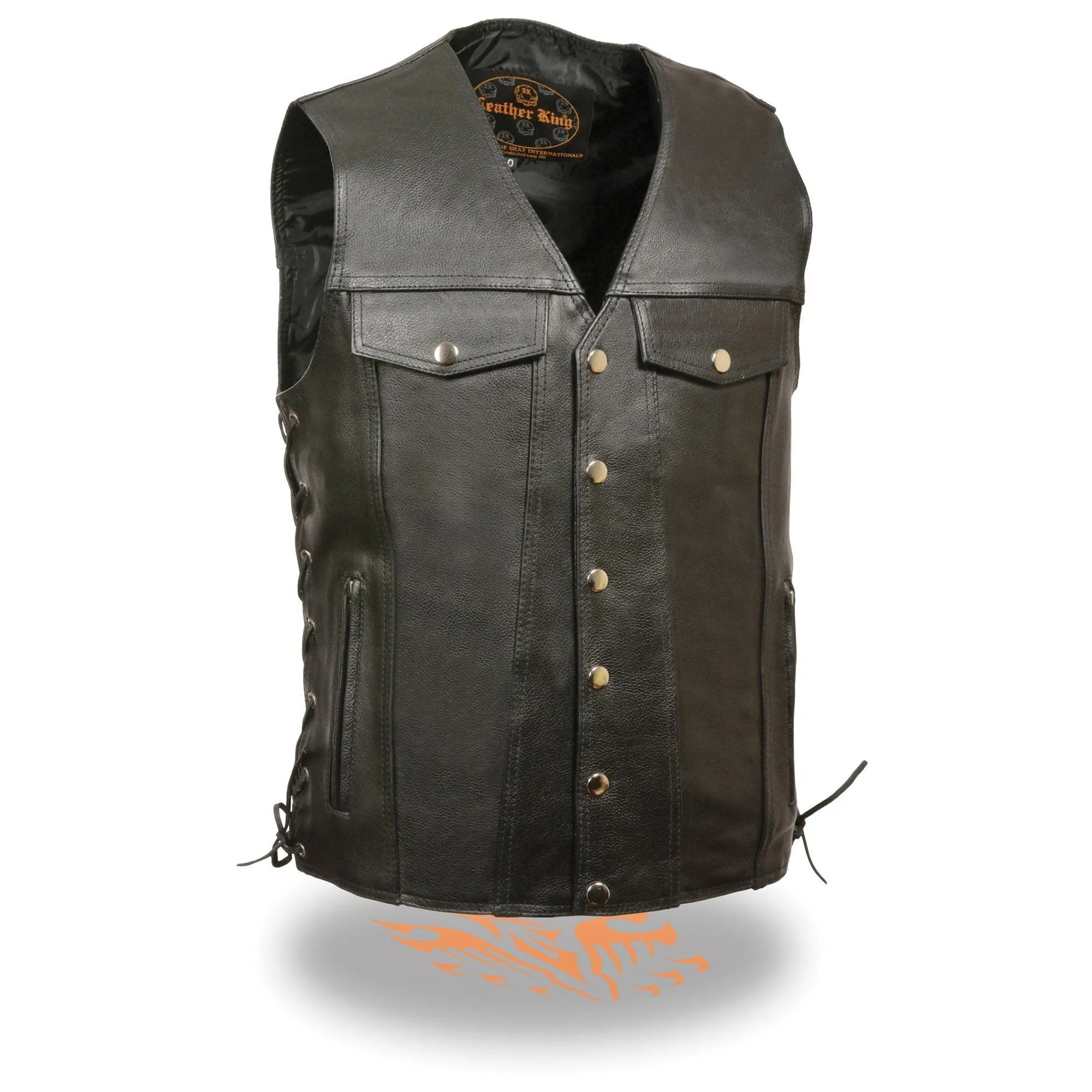 Milwaukee Leather-LKM1360-Men's Black Denim Pocket Side Lace Vest