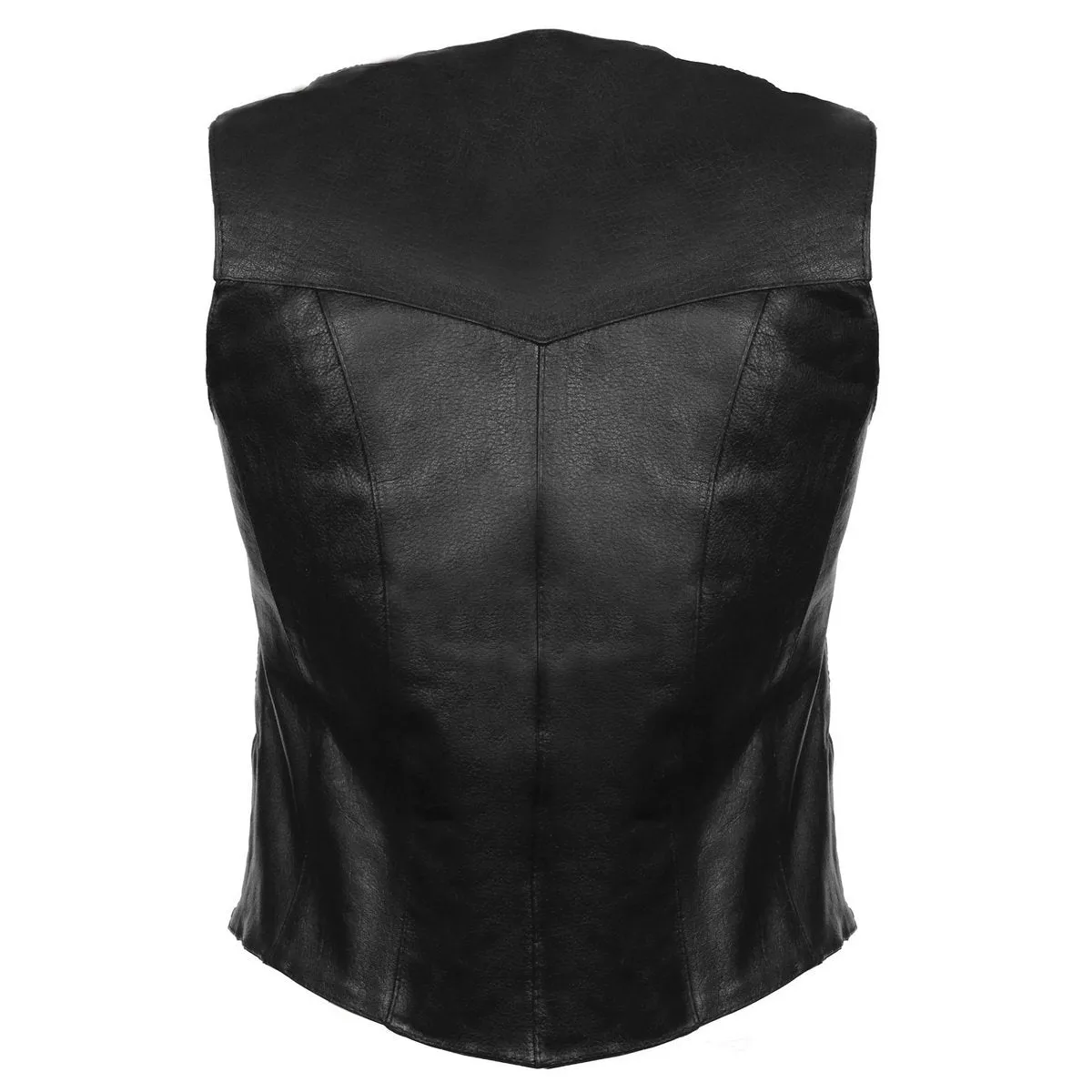 Milwaukee Leather SH1227 Women's Black Leather Classic Western Motorcycle Rider Vest- Front 4-Snap Button Closure