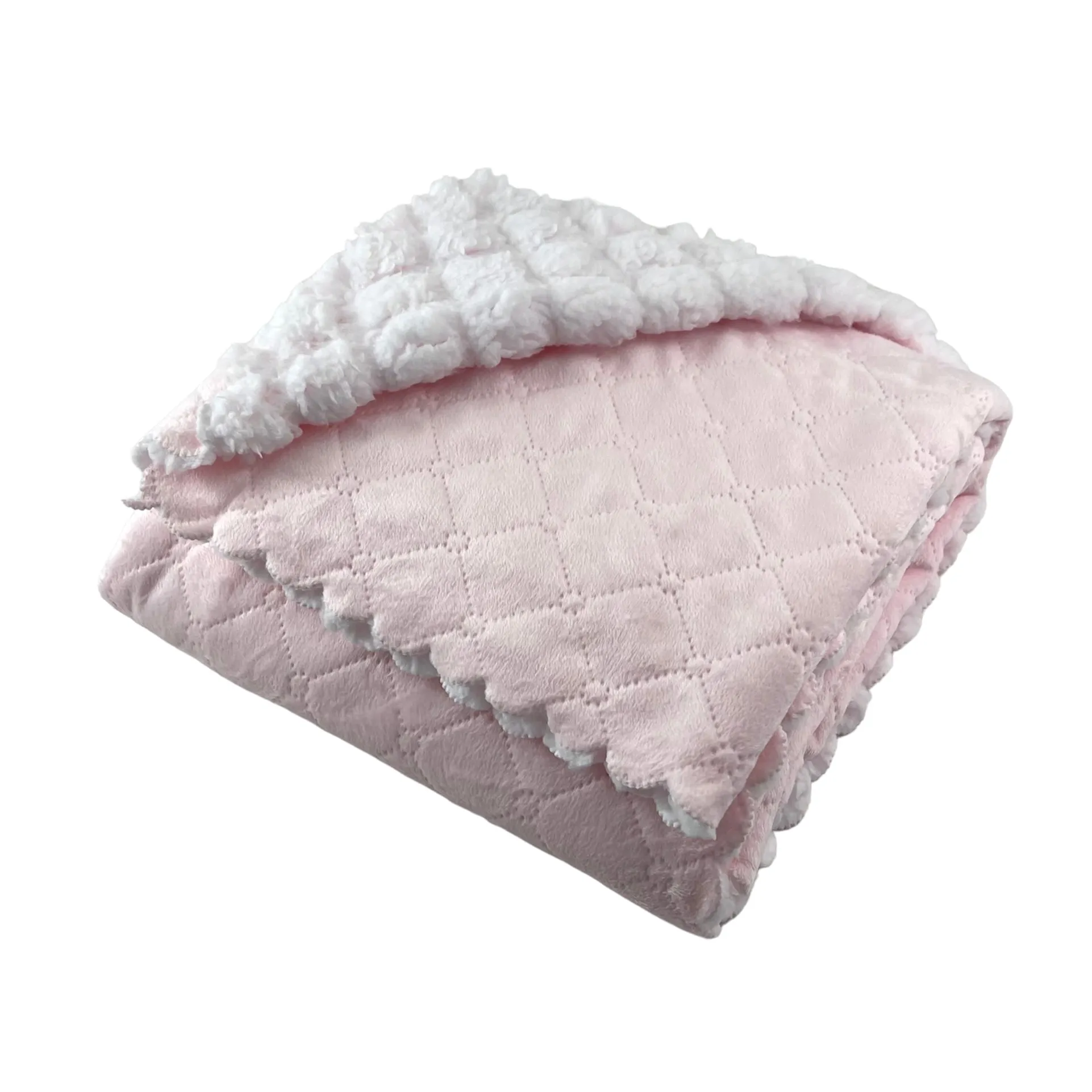 Nanas Quilted Plush Baby Blanket with Faux Sherpa Back