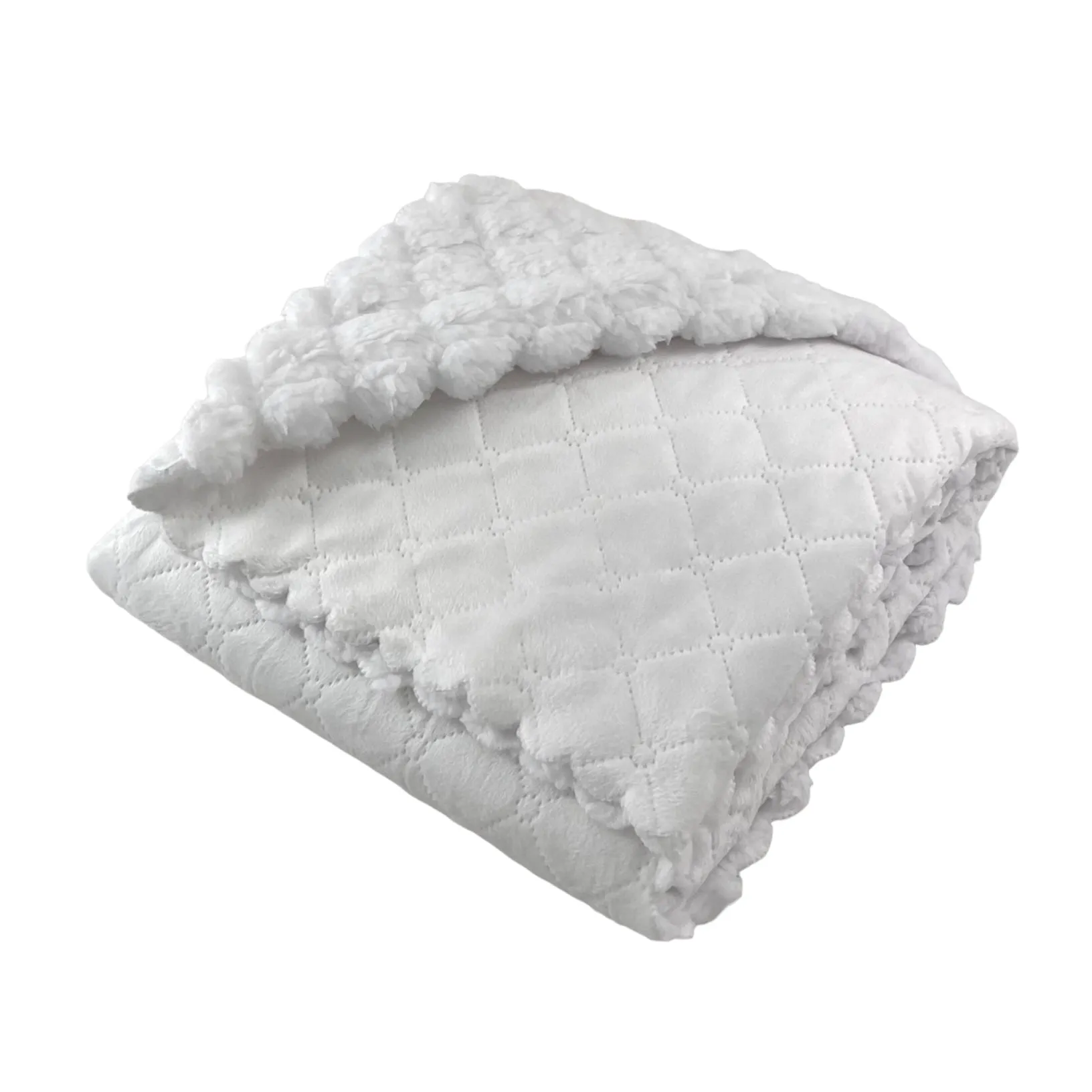 Nanas Quilted Plush Baby Blanket with Faux Sherpa Back